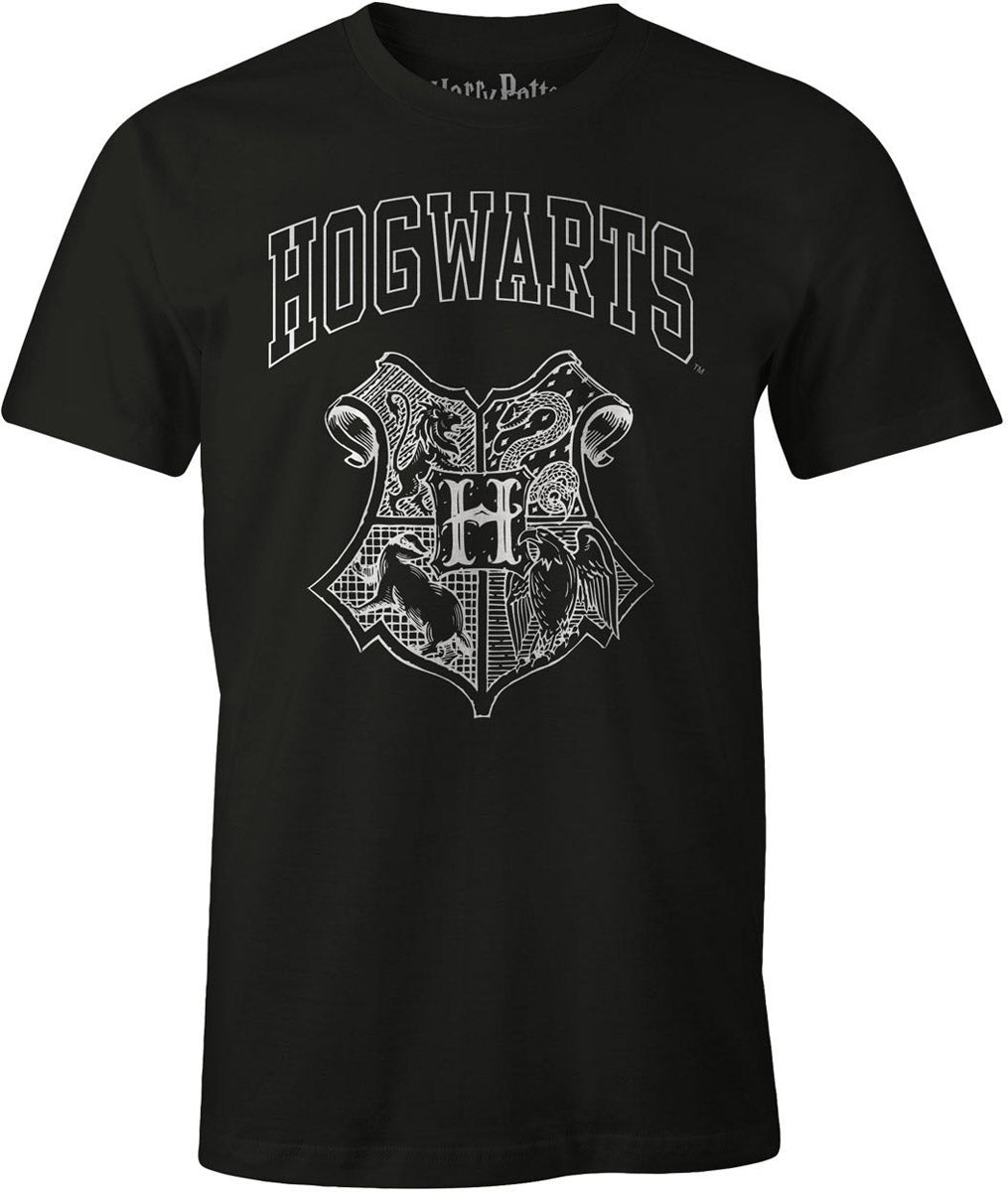 Harry Potter Hogwarts Crest Black T-Shirt | Official Hogwarts House Emblem Tee for Fans & Collectors | Perfect for Cosplay, Halloween, and Potterhead Gifts