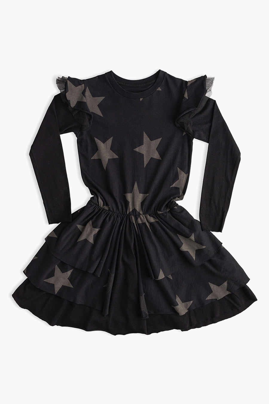 Nununu Star Multi-Layered Black Dress for Girls - Stylish & Comfortable Outfit for Playdates, Parties & Everyday Wear