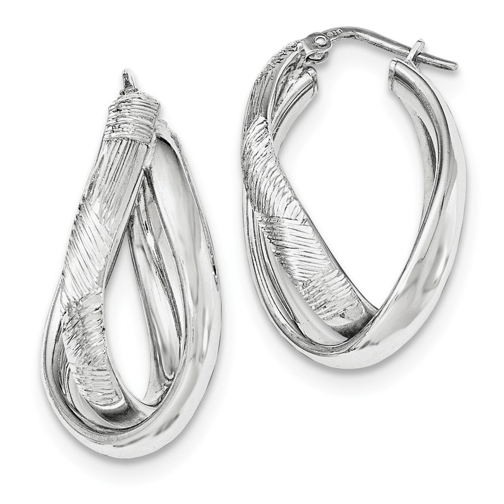 Stylish Sterling Silver Rhodium-Plated Textured Hoop Earrings for Women | Trendy Fashion Jewelry Gift | Perfect for Parties, Weddings & Everyday Wear
