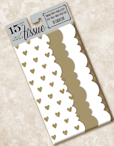 Golden Hearts Scalloped Tissue Paper - Decorative Gift Wrapping, Party Decorations for Valentine's Day, Weddings & DIY Crafts