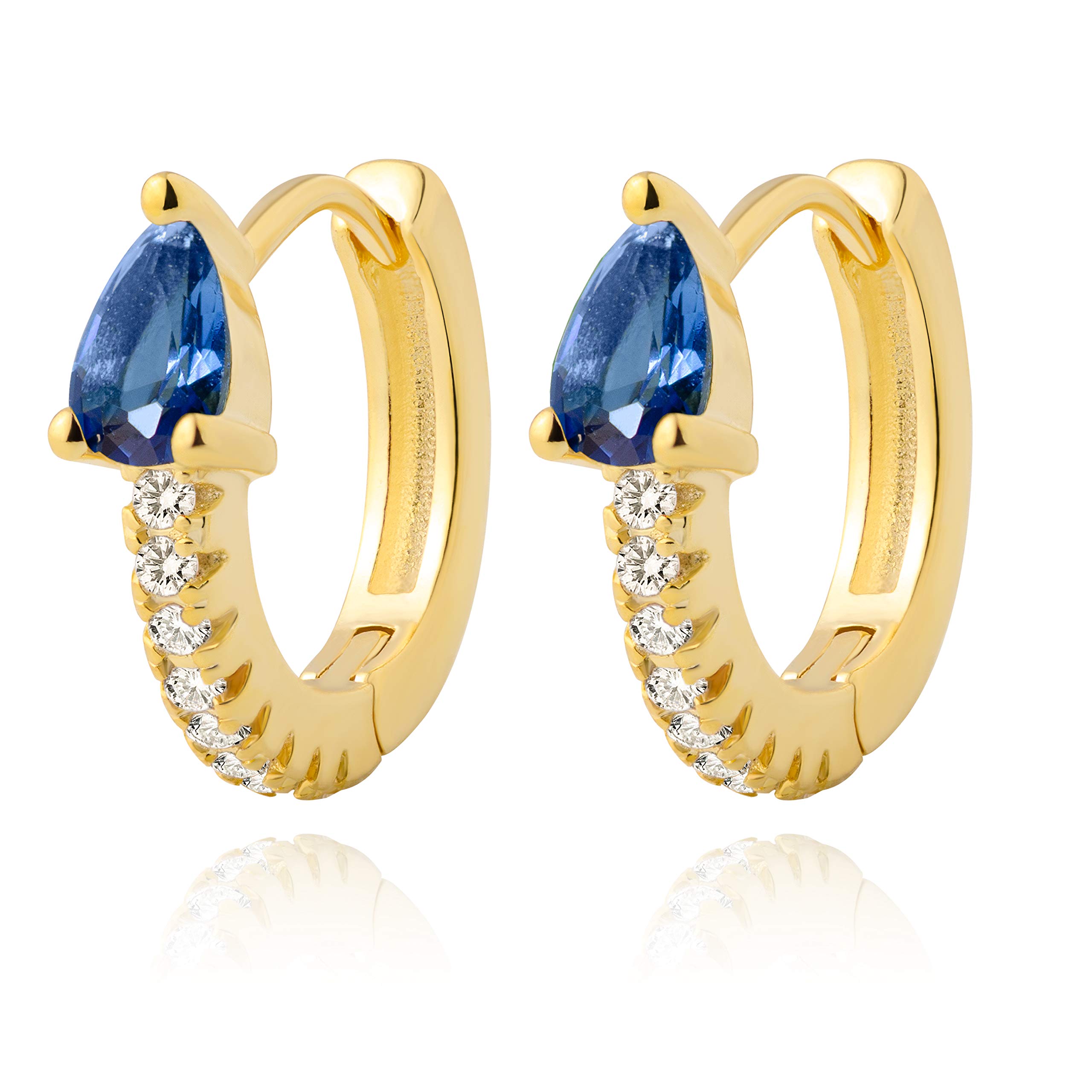 LAVLA Dainty CZ Huggie Hoop Earrings | 14k Gold Plated Teardrop Cubic Zirconia Small Hoop Earrings for Women & Teens | Perfect for Everyday Wear, Date Night & Gifts