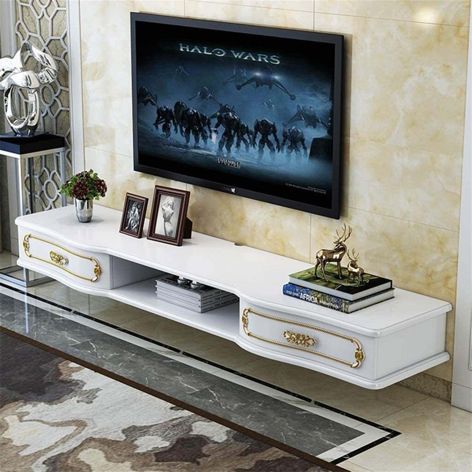 Floating Shelf Wall Mounted - Sturdy TV Stand & Media Console for Living Room, Bedroom, Gaming Setup - Perfect for Audio/Video Equipment, Gaming Consoles & Home Decor Storage