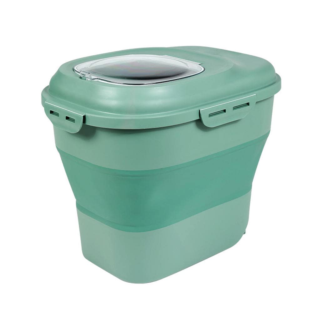 30lb Foldable Pet Food Storage Container - Airtight Plastic Bucket for Dry Dog & Cat Food, Rice, Grains - Perfect for Feeding Puppy, Pet Supplies, Kitchen Pantry Organization (20lb & 30lb Options) - Ideal for Home, RV, Camping & Emergency Food Storage