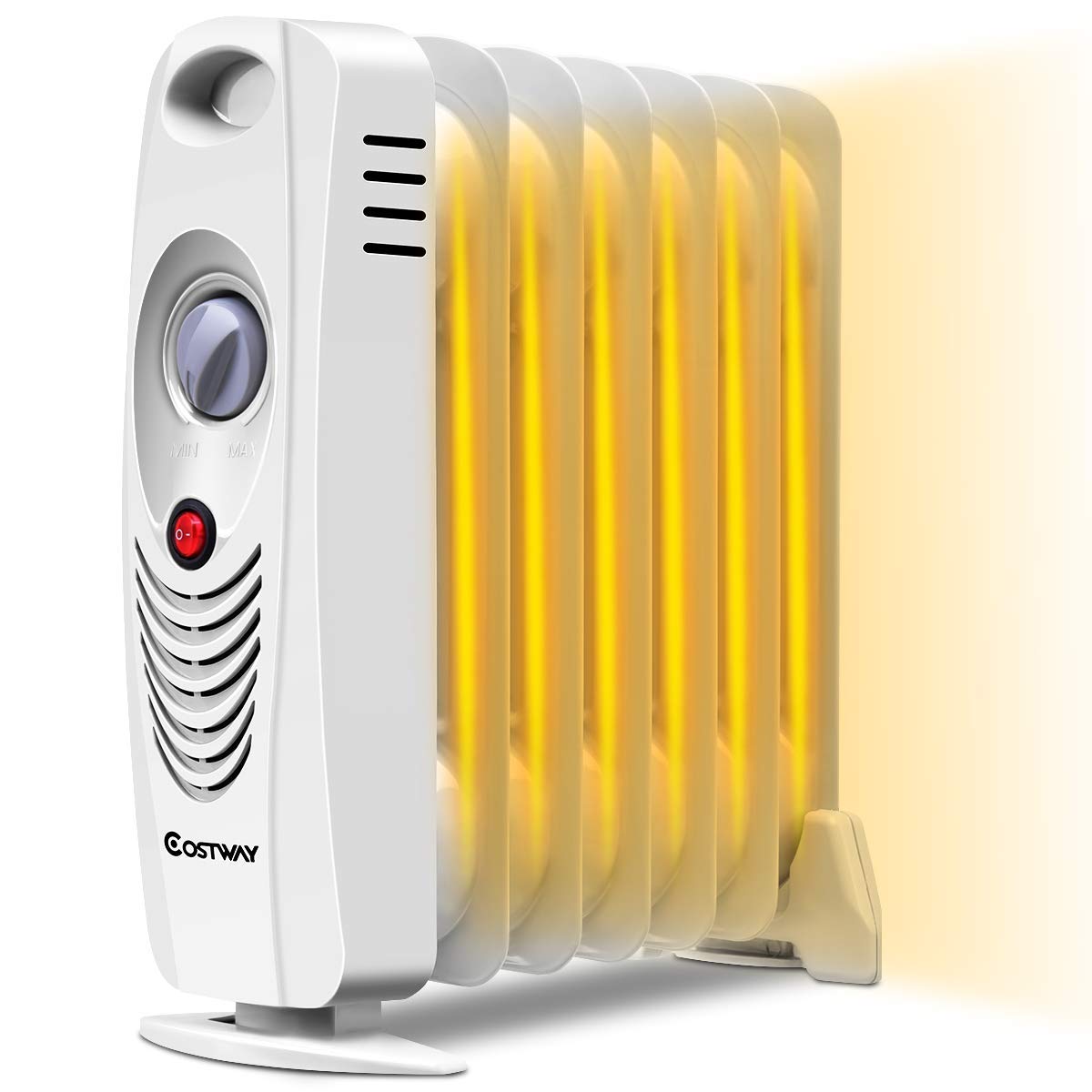 COSTWAY 700W Oil Filled Radiator Heater - Portable Electric Space Heater with Adjustable Thermostat & Overheat Protection - Energy Efficient Indoor Heater for Bedroom, Office, Living Room - Perfect for Winter Home & Office Warming