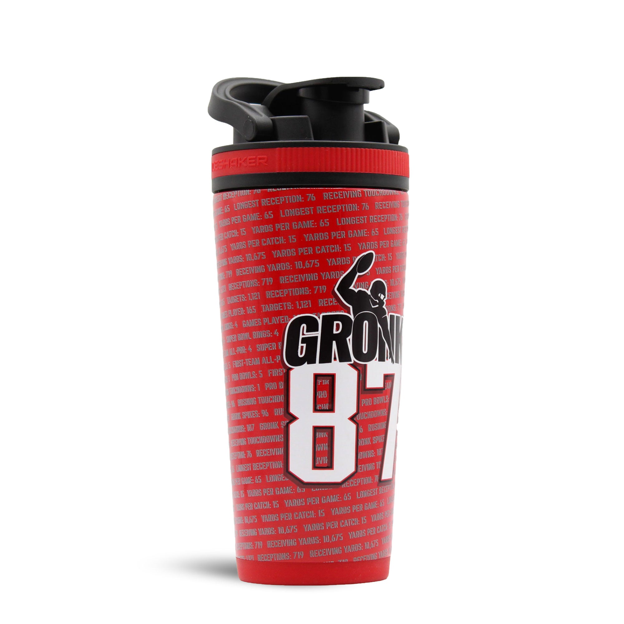 26oz Ice Shaker Bottle - Gronk 87 Record Breaker Edition | Leakproof Stainless Steel Water Bottle for Gym, Workouts & Sports | Keeps Drinks Cold for 24 Hours