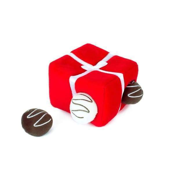 ZippyPaws Burrow Box of Chocolates Plush Dog Toy - Interactive Hide & Seek Squeaky Toy for Small & Medium Dogs - Perfect for Playtime, Training & Bonding