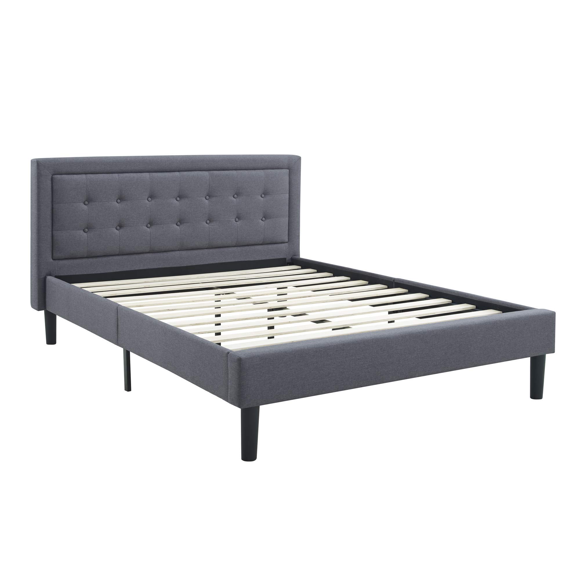 Classic Brands Mornington Upholstered Platform Bed with Headboard - Full Size Grey Bed Frame with Sturdy Metal Frame & Wood Slat Support | Perfect for Modern Bedrooms, Guest Rooms & Small Spaces