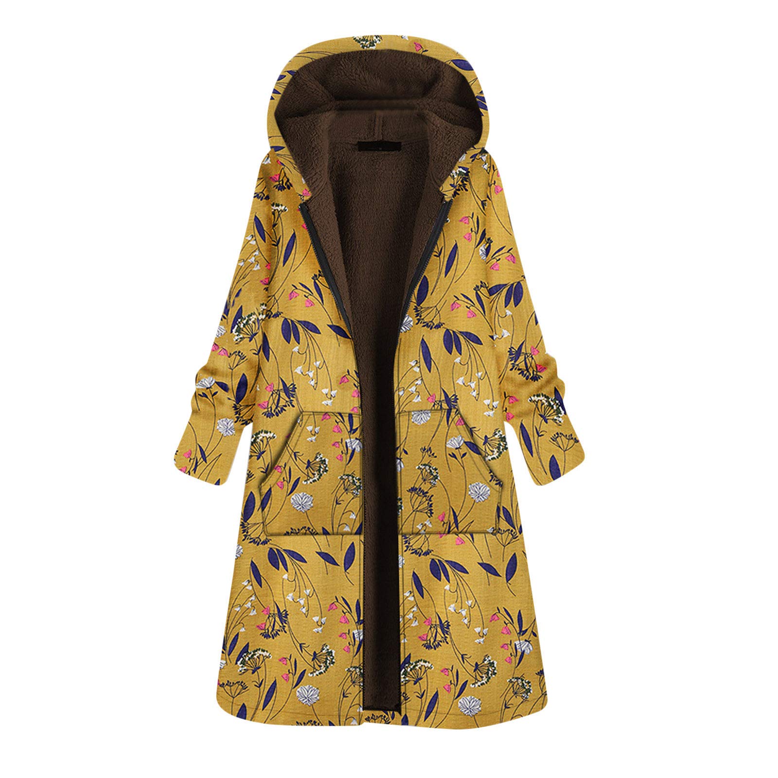 Vintage Women's Hooded Quilted Fleece Jacket - Soft Cotton-Padded Long Velvet Coat with Zip Closure | Perfect for Winter Outdoor Activities, Casual Wear & Cold Weather Fashion