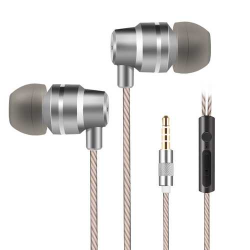 3.5mm Wired In-Ear Headphones with Microphone - Metal Build, Volume Control, Noise Isolation for Gym, Running & Commuting (Gray)