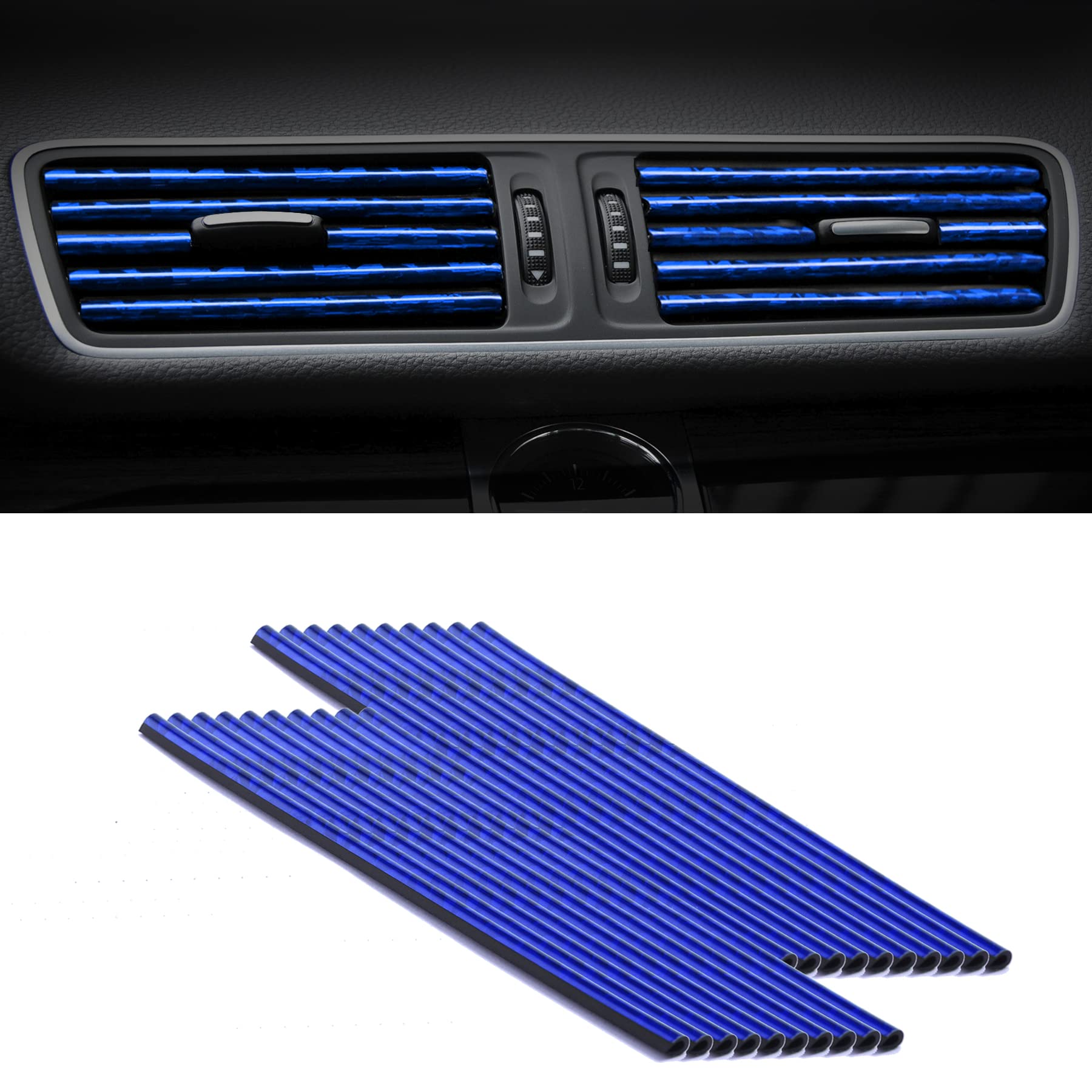 SINGARO 20-Piece Bendable Car AC Vent Decorative Strips - Universal Fit for Most Vehicles, DIY Interior Accessories (Ice Blue) - Upgrade Your Car's Style & Comfort
