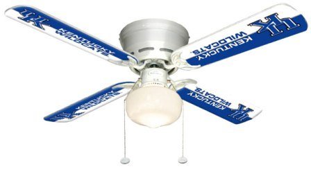 NCAA Kentucky Wildcats 42 Inch Ceiling Fan with Light - Indoor/Outdoor Use for Bedroom, Living Room, Patio - Energy Efficient Quiet Blades - KTY 7999 Model
