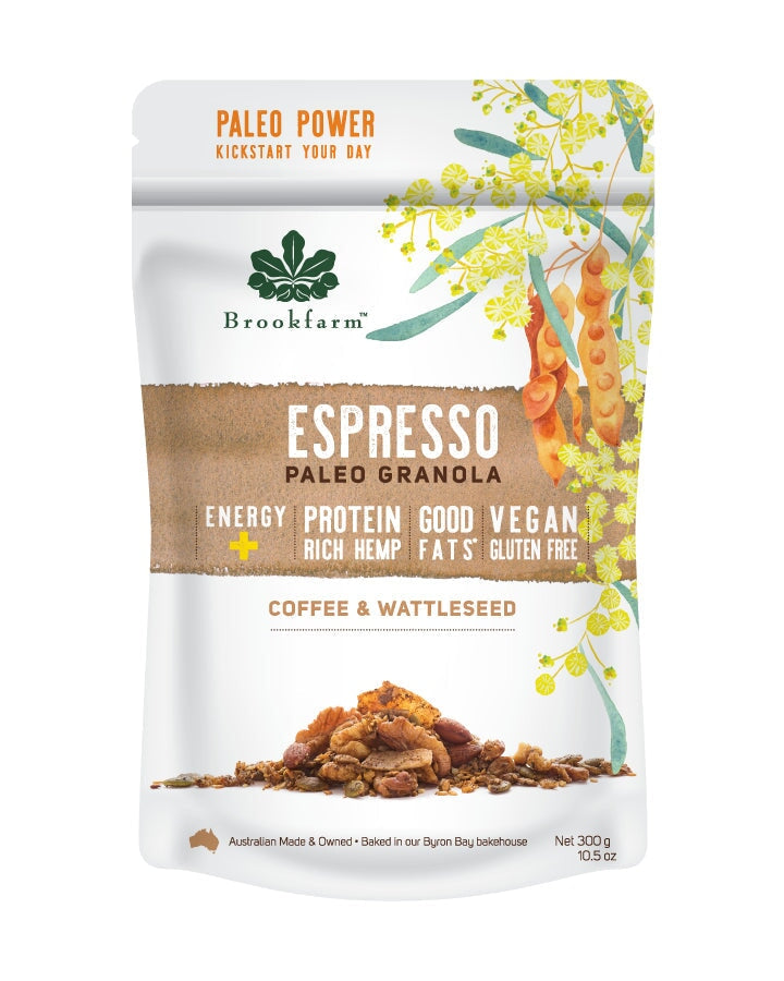 Brookfarm Espresso Paleo Granola - Gluten-Free, Keto-Friendly Breakfast Cereal for Healthy Lifestyle | Perfect for Coffee Lovers & On-the-Go Snacking