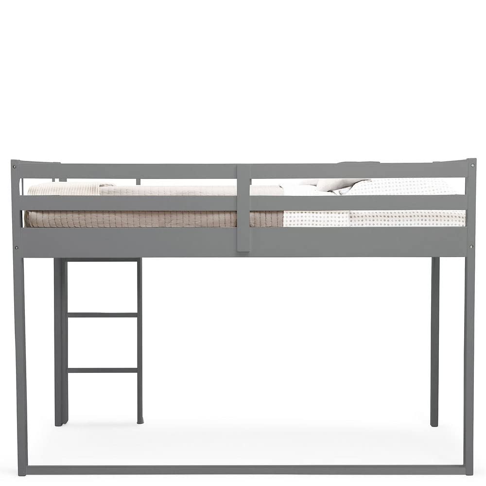 Delta Children Twin Loft Bed with Guardrail & Ladder - Space-Saving Kids Bed with Safety Rails - Coordinates with Superhero & Harry Potter Themes - Perfect for Small Bedrooms, Dorm Rooms & Play Areas (Charcoal)
