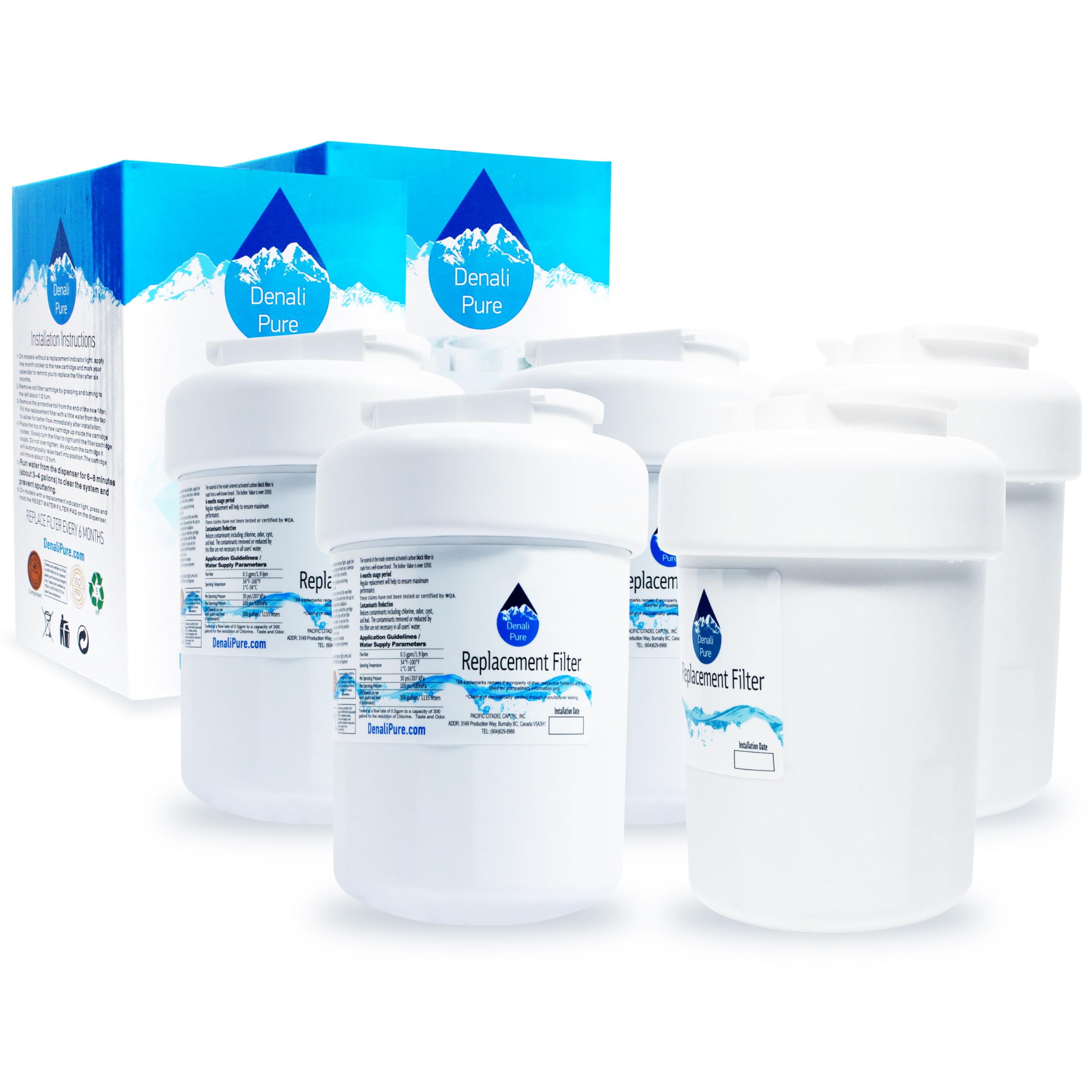 5-Pack GE MWF/MWFP Refrigerator Water Filter Replacement - Compatible with General Electric GSHF6LGBBHBB & Other GE Fridge Models | Clean Drinking Water for Home & Office Use