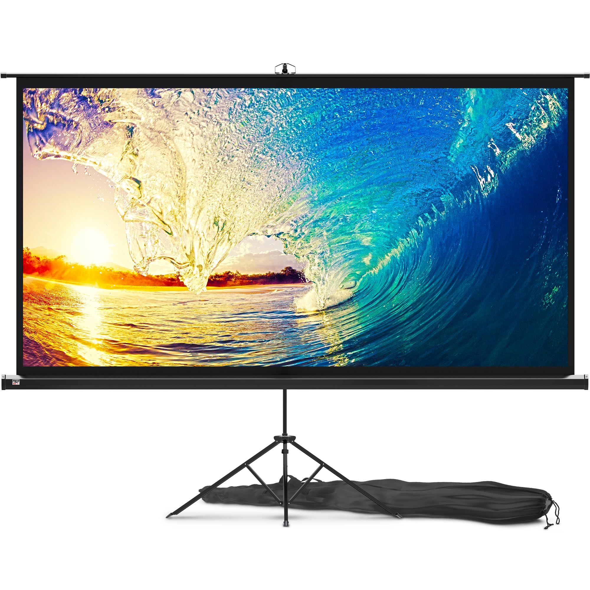 100 Inch HD Premium 16:9 Folding Projector Screen with Stand - Indoor & Outdoor Movie & Presentation Screen with Free Tripod, Carry Bag & Straps - Matte White for Home Theater, Backyard Movies, Business Meetings & Classroom Presentations