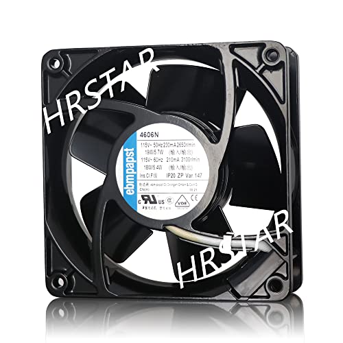 Original ebm-papst 4606N Axial Fan 119x119x38mm 115V AC - High CFM Cooling Fan for HVAC, Industrial Equipment & Electronics - 180m³/h Airflow, 3100 RPM, 51 dB Noise, Ball Bearing, High Temp Resistant (105.9 CFM)