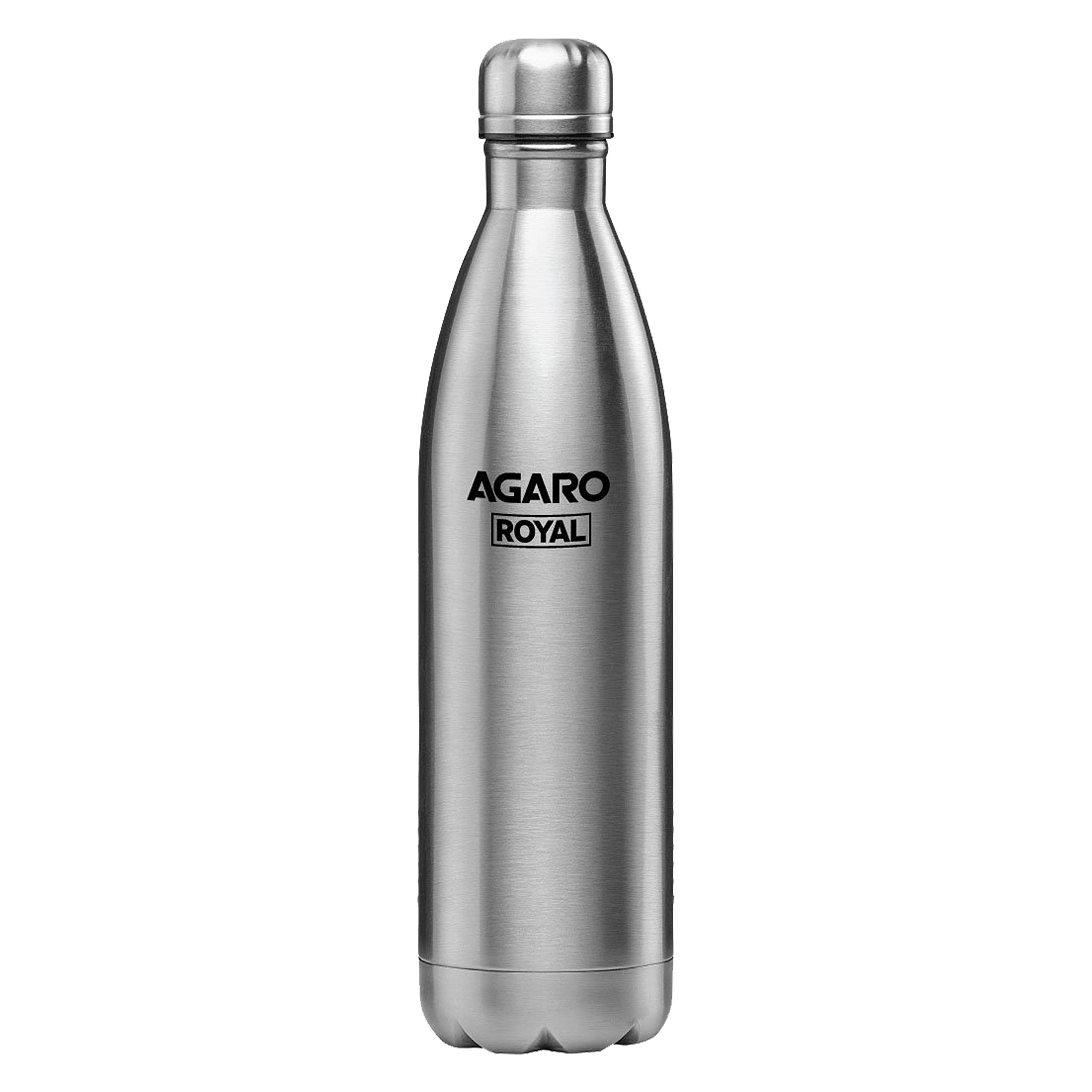 Agaro 500ML Stainless Steel Vacuum Flask - 24 Hours Hot & Cold Water Bottle with Copper Coating, Double Walled Insulation, Leak Proof - Perfect for Travel, Office, Gym & Outdoor Activities (Grey)