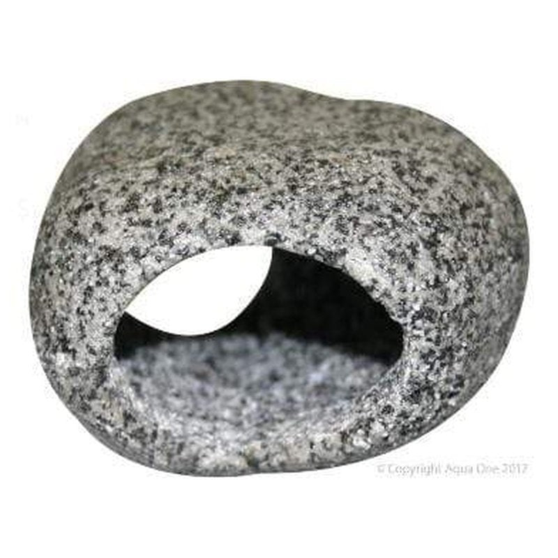 Aqua One Round Granite Cave Small 9.5 x 8.5 x 5.3cm - Natural Stone Hideout for Fish, Shrimp & Aquatic Pets - Perfect for Aquarium Decor & Fish Tank Habitat