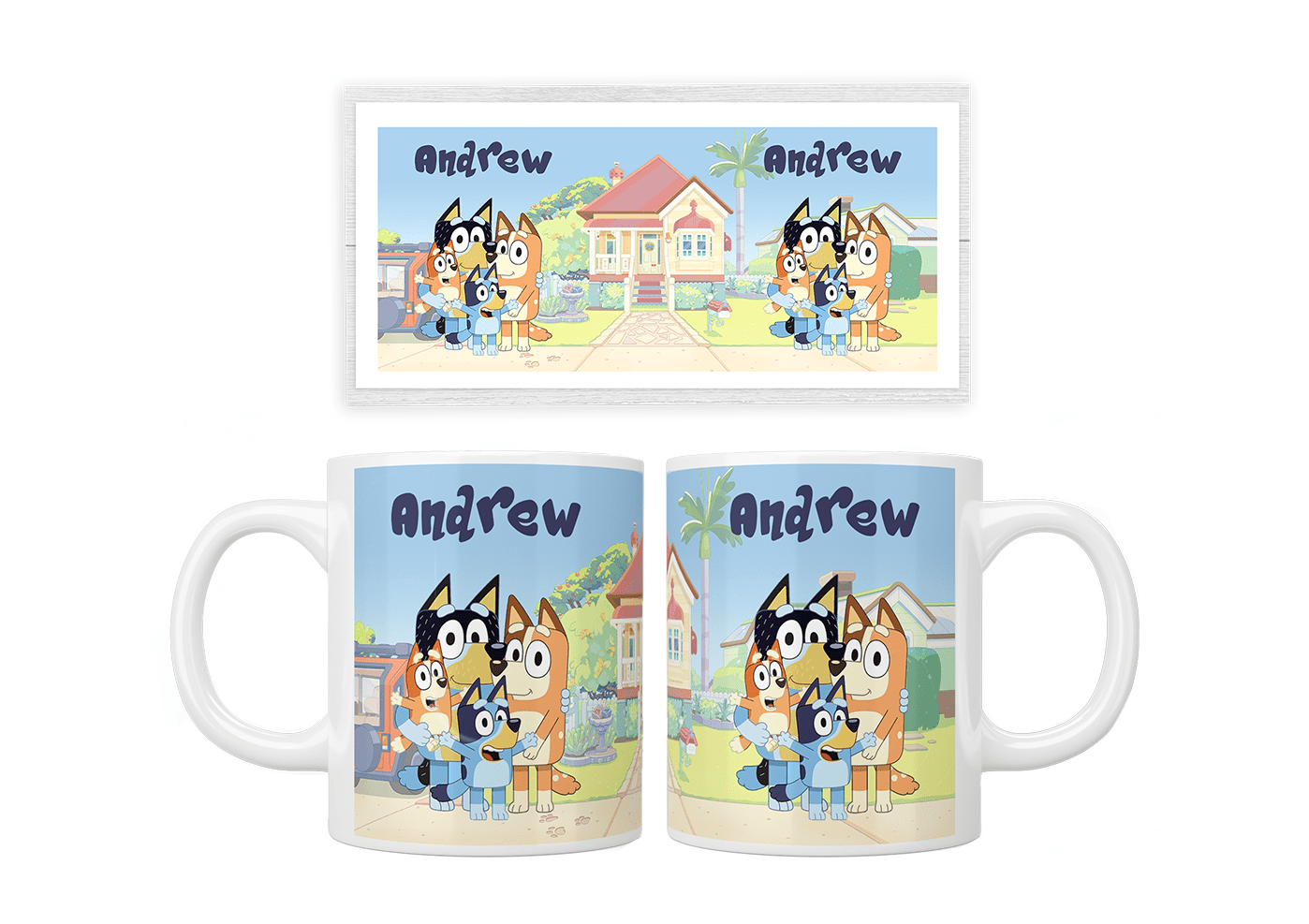 Custom Bluey Themed Coffee Mug - Personalized Gift for Kids & Adults - Perfect for Home, Office & Birthday Presents