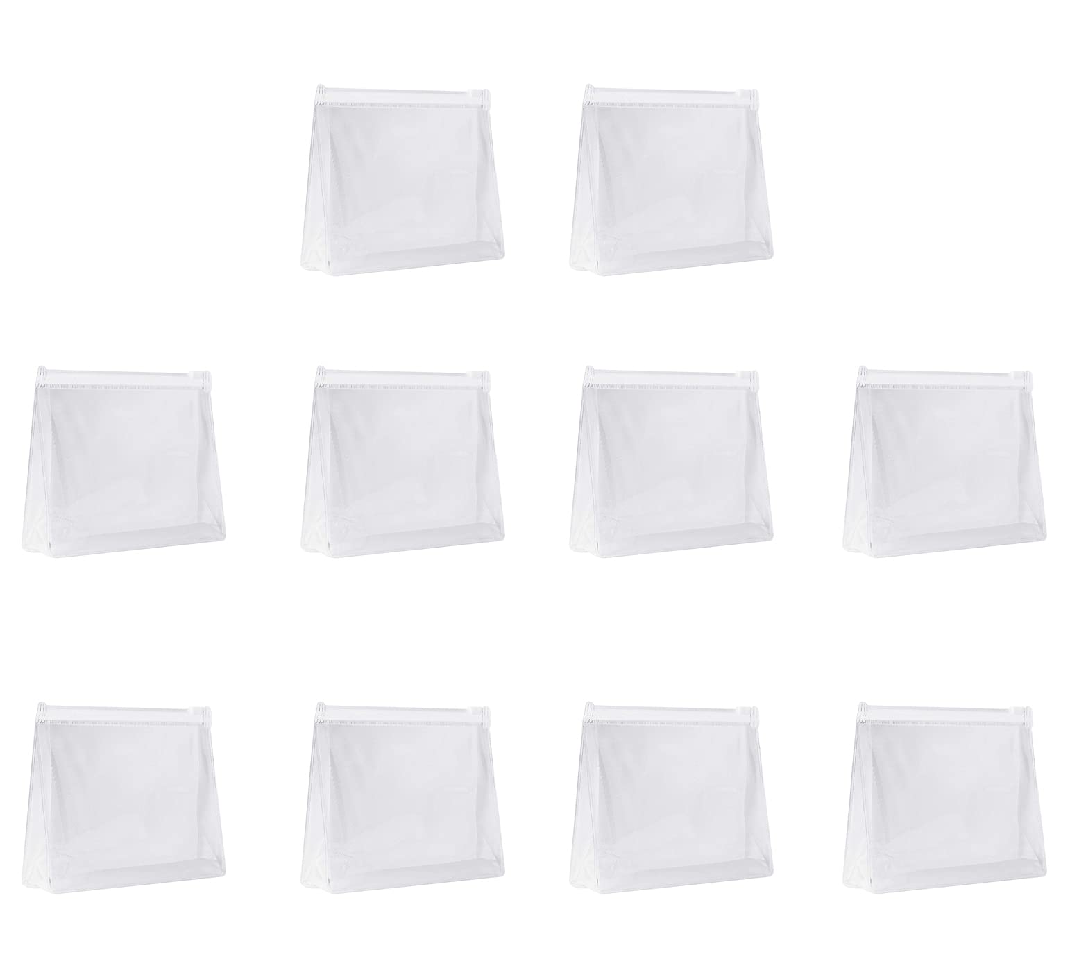 Sansheng Small Clear Cosmetic Bag with Zipper (5.9x1.38x5.1 Inch) - 10 Pack Plastic Zipper Pouch for Toiletries, Makeup, Travel Essentials & Gift Giving - Perfect for Organizing Jewelry, Cosmetics, and Small Accessories