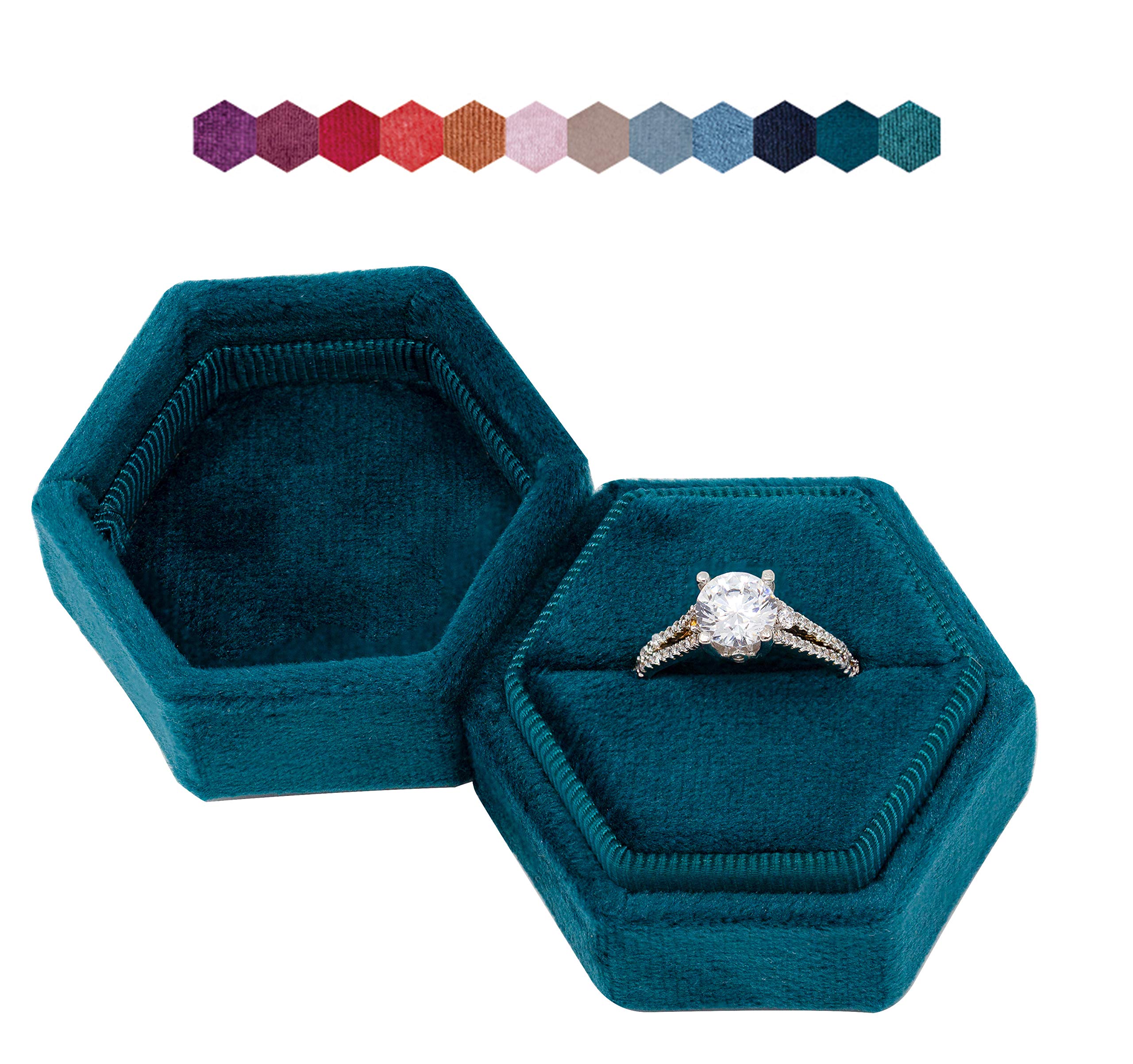 Velvet Ring Box - Jewelry Holder for Wedding & Proposal (Emerald Green) - Perfect for Engagement Photography