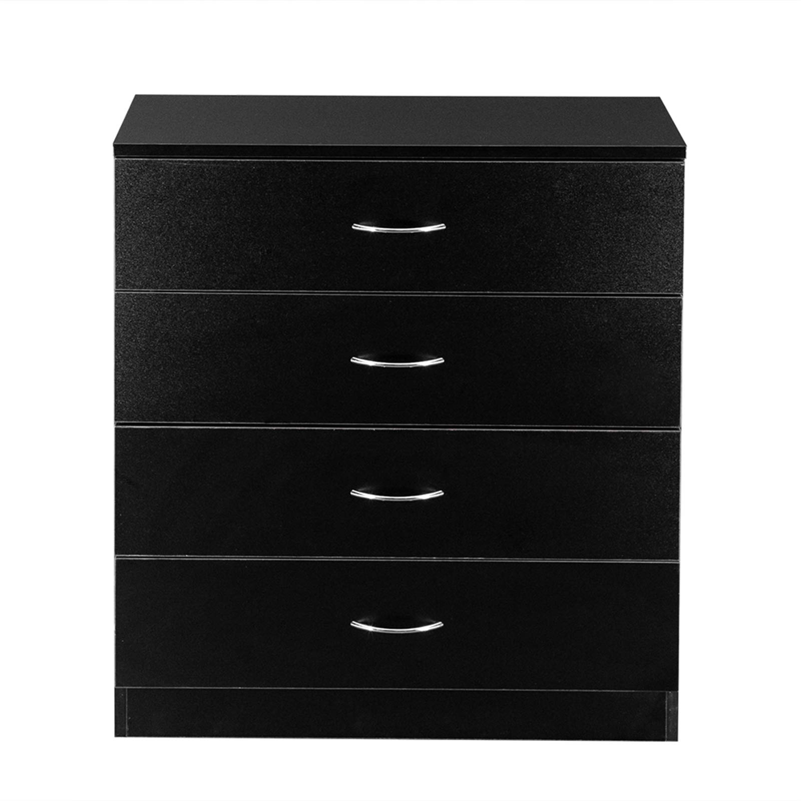 4 Drawer Dresser Chest Cabinet - Sturdy Wooden Storage Organizer for Bedroom, Hallway & Living Room - Black - Perfect for Clothes, Linens & Home Organization