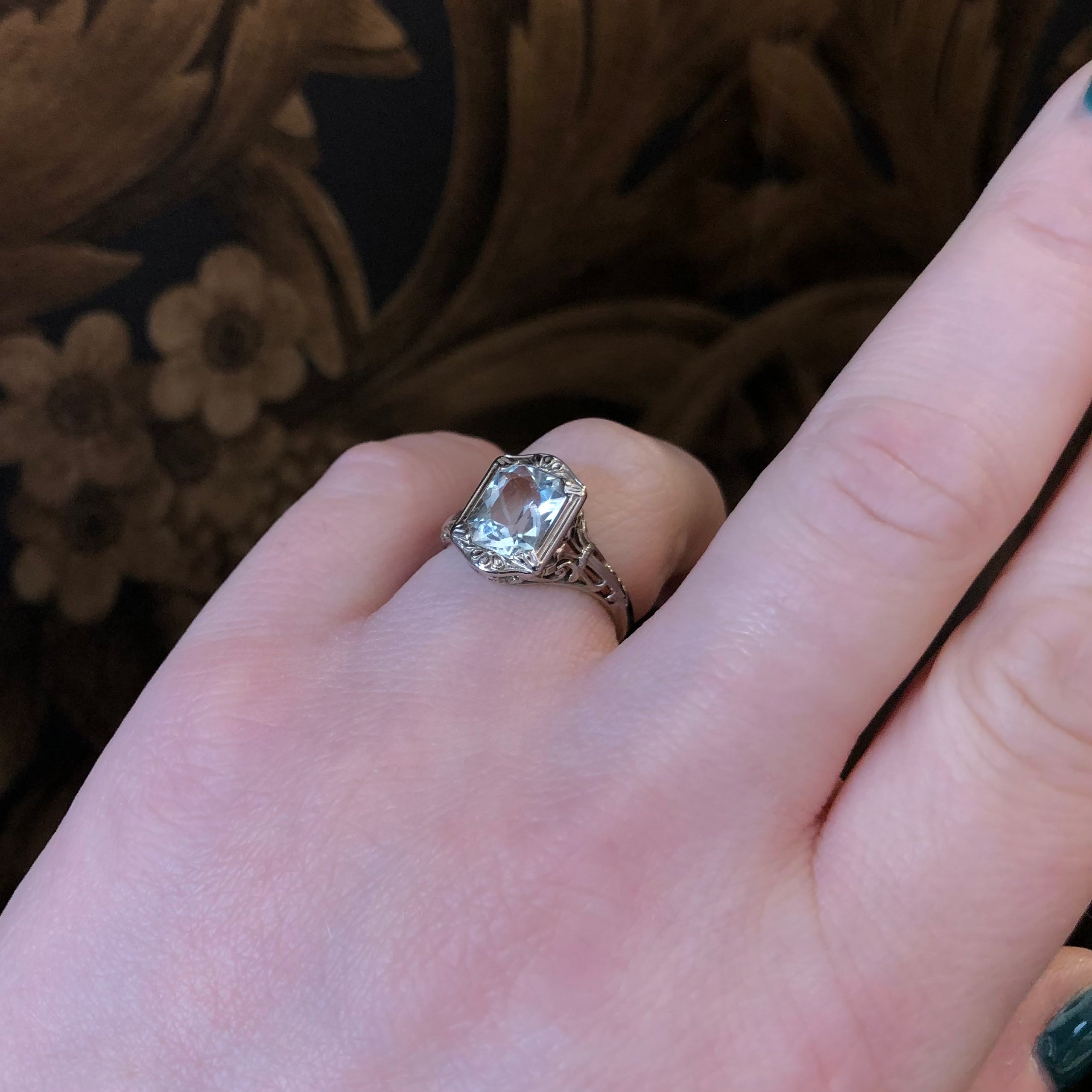 Vintage Art Deco Aquamarine Filigree Ring - 925 Sterling Silver Statement Jewelry for Women - Perfect for Weddings, Anniversaries & Special Occasions