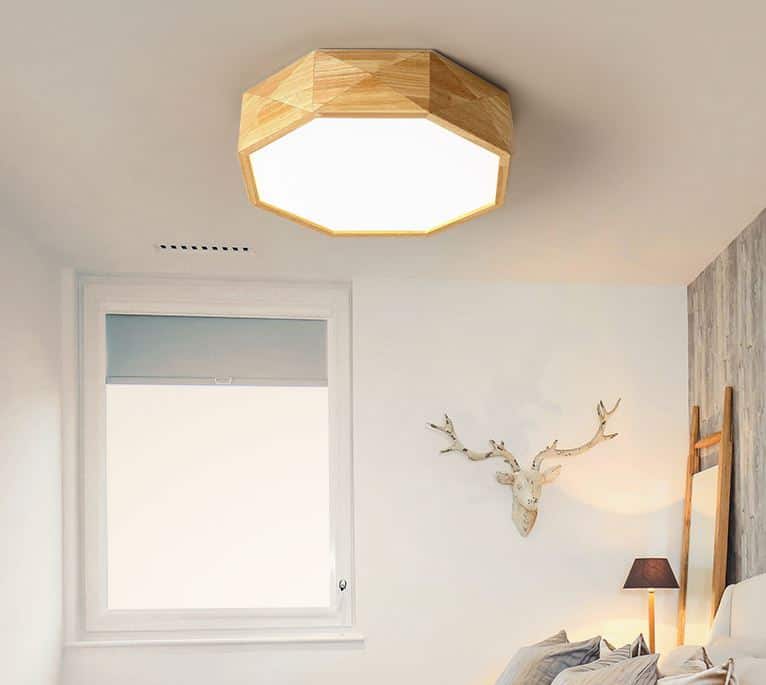 Havano Wooden Octagon Geometric Ceiling Lamp - Modern Handcrafted Wood Lighting for Living Room, Bedroom, and Dining Room