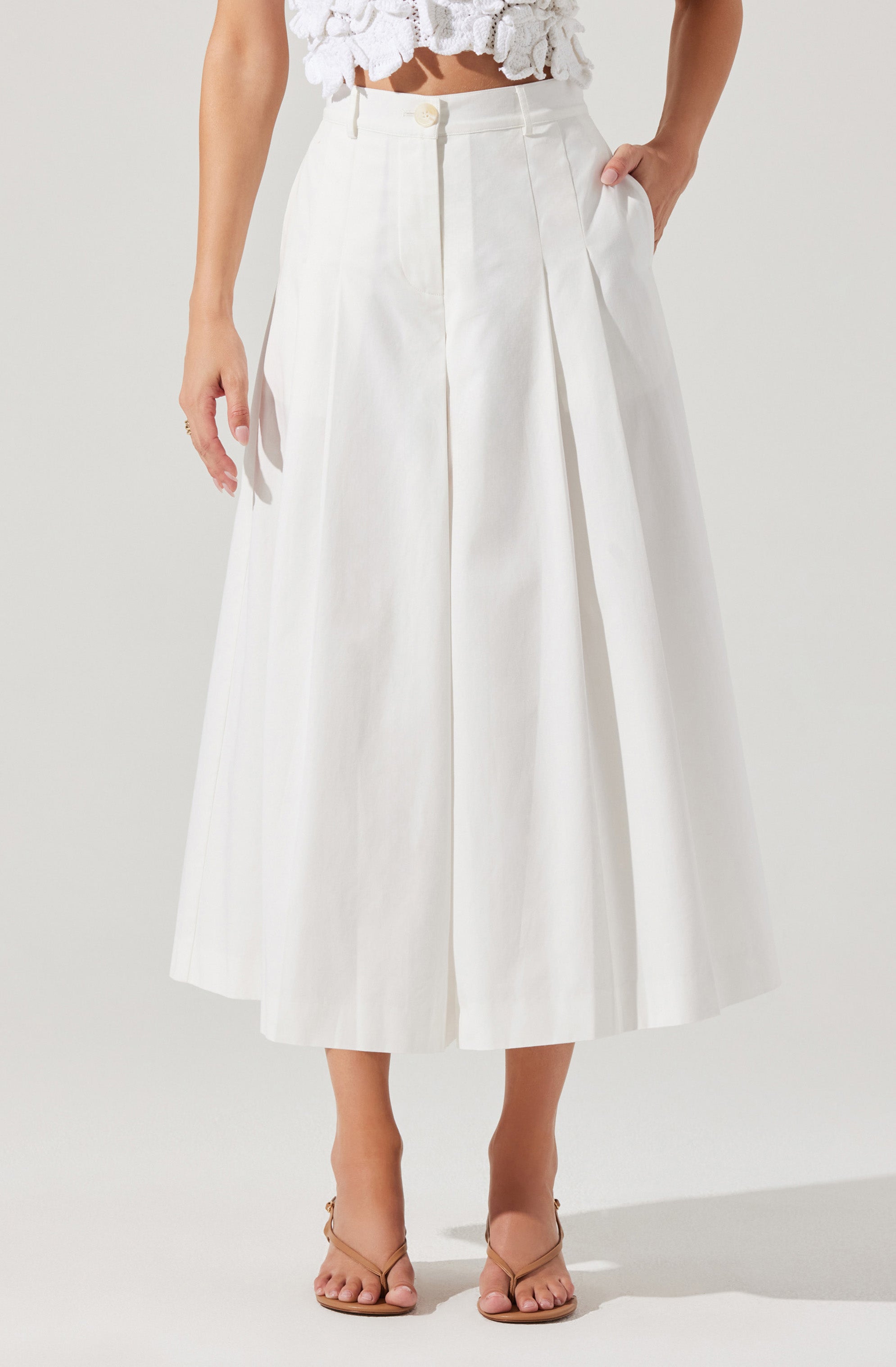 Rowen Pleated Culotte Pants for Women - High Waist Wide Leg Palazzo Trousers - Office Work, Casual Outfit & Summer Vacation Wear