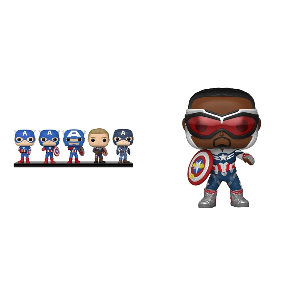 Funko Pop! Marvel: Year of The Shield - Captain America Through The Ages 5-Pack & Sam Wilson with Shield (Amazon Exclusive) | Collectible Action Figures for Marvel Fans, Home Decor & Gift Ideas