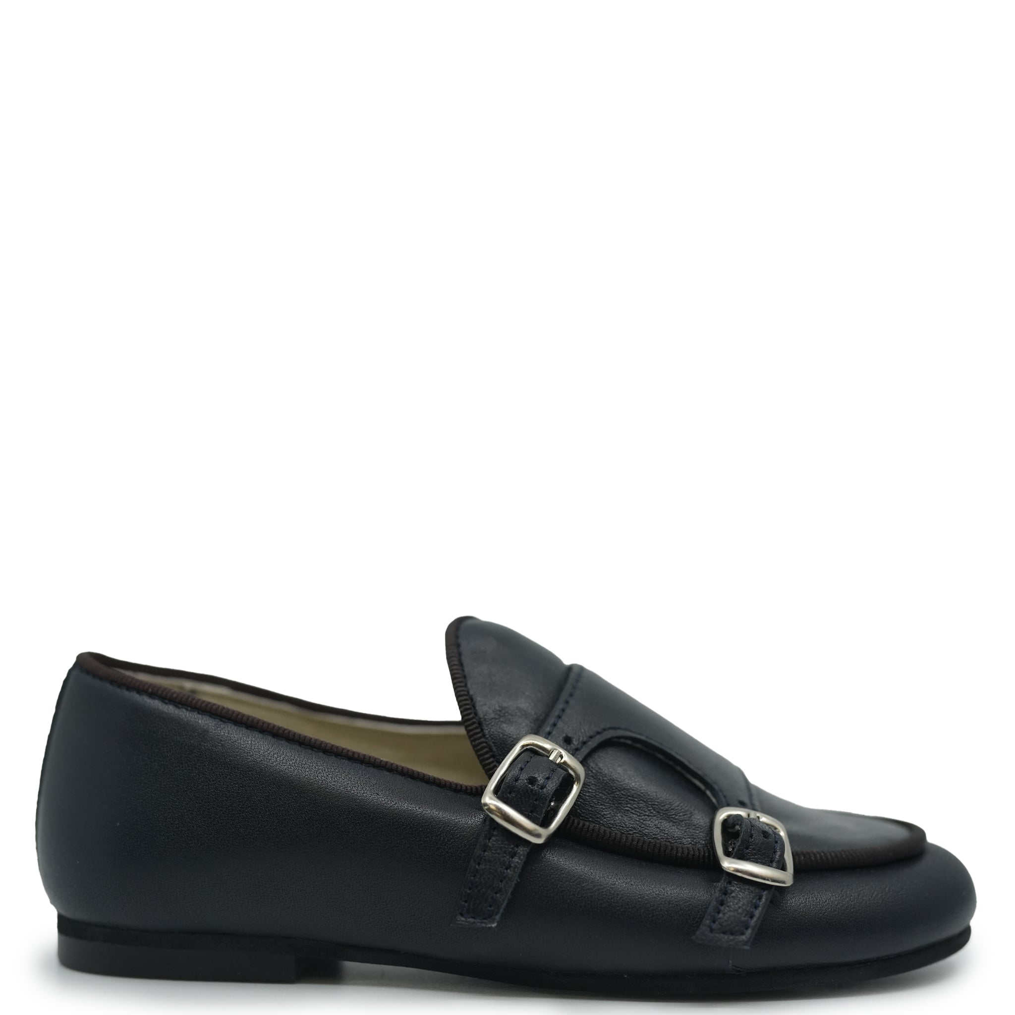 Sonatina Navy Blue Double Monk Strap Loafers for Men | Premium Leather Dress Shoes for Business, Office & Formal Occasions