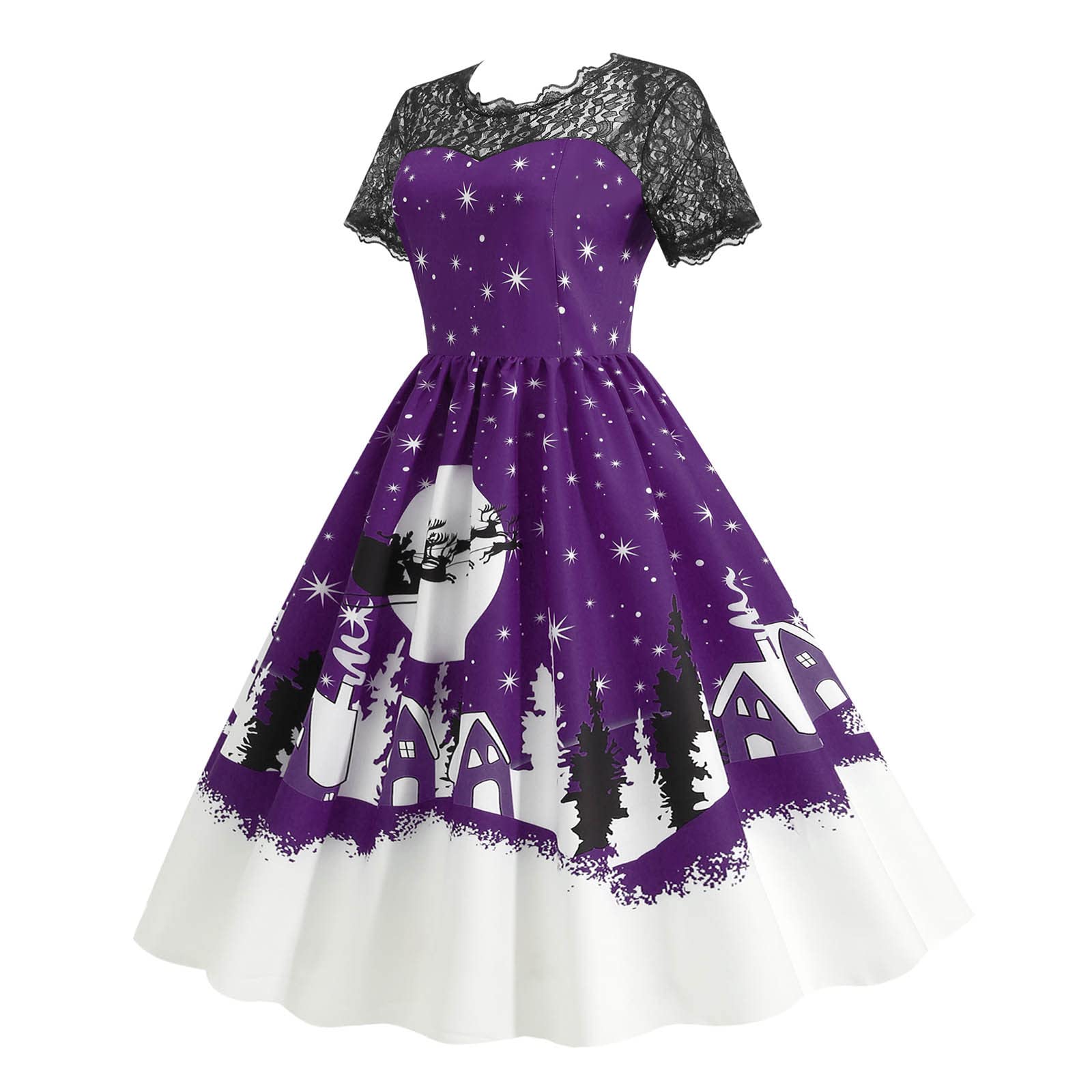 Elegant Lace Long Dress for Women - Spring Short Sleeve Fashion Skirt | Perfect for Christmas Party, Evening Events, Prom & Housewife Occasions