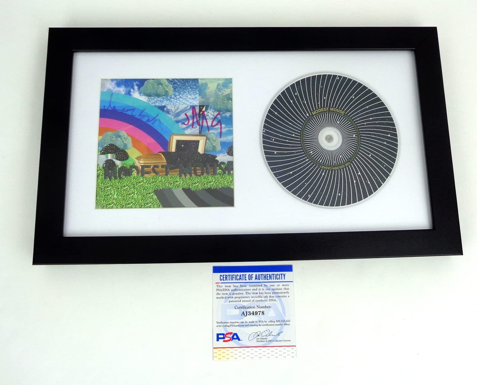 Modest Mouse Isaac Brock Signed Autographed CD in Golden Casket with PSA/DNA COA - Perfect for Music Collectors & Band Memorabilia Displays