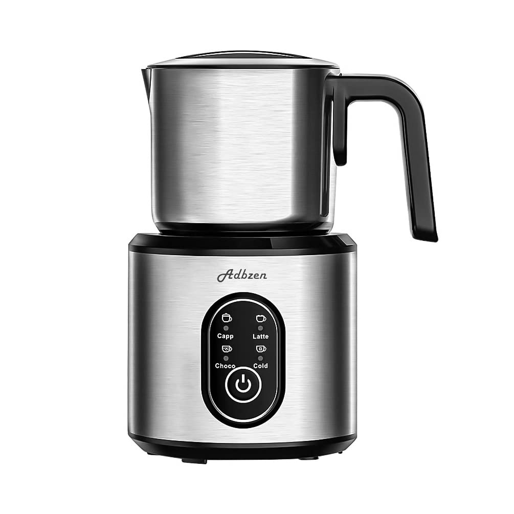 Electric Milk Frother and Steamer - Hot & Cold Foam Maker for Cappuccino, Latte, Hot Chocolate - Perfect for Coffee Shops, Home Kitchens & Office Use (Silver)