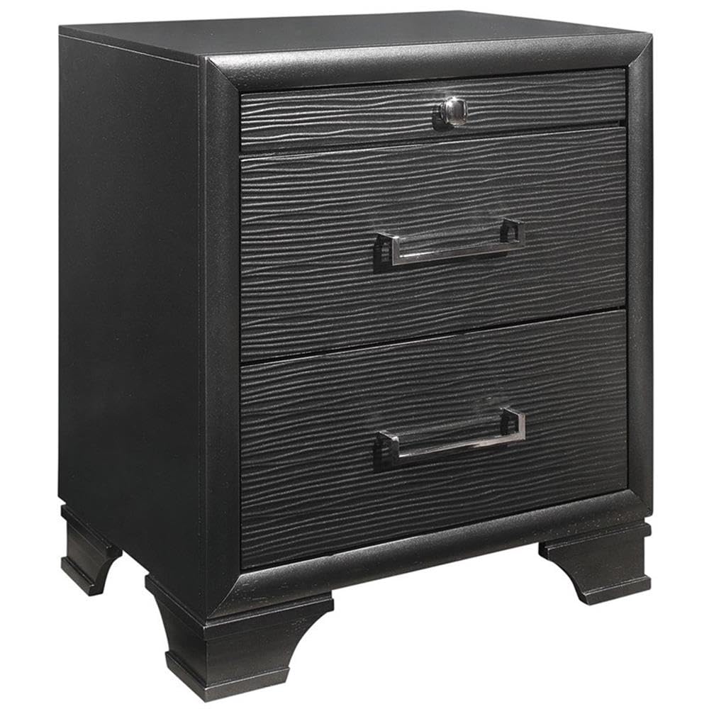 Jordyn Textured Nightstand - Modern Grey Bedside Table with Drawer for Bedroom, Living Room & Guest Room | Global Furniture USA