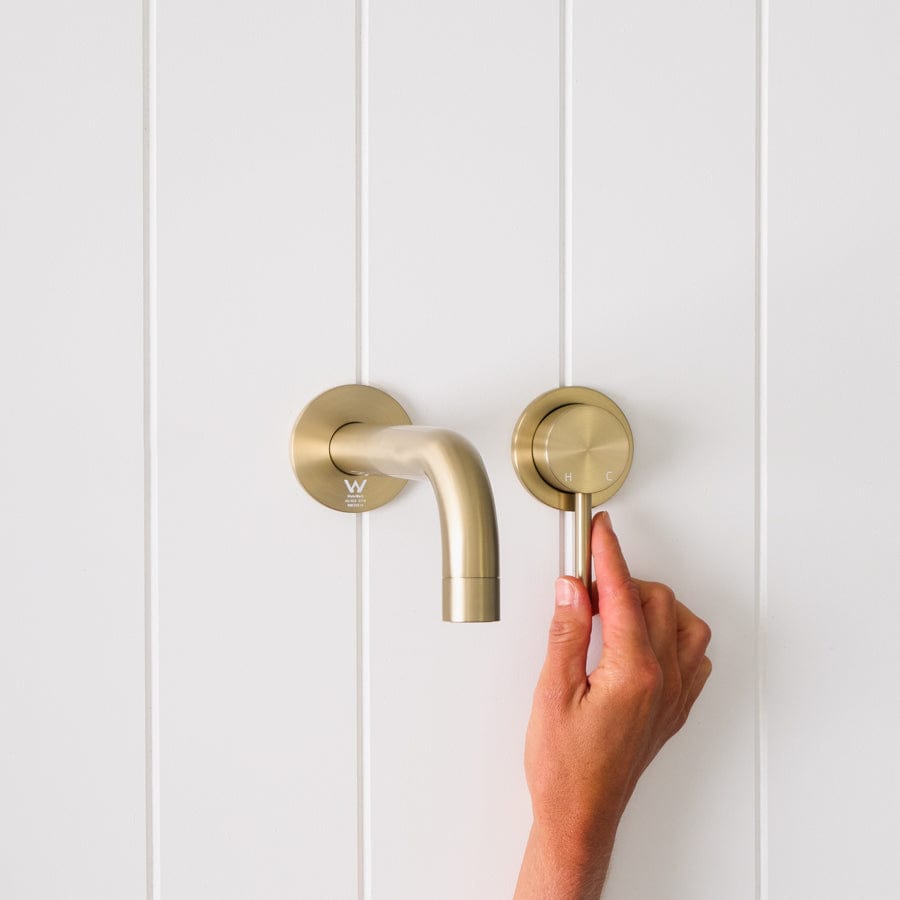 Sydney Wall Spout with Wall Mixer in Warm Brushed Nickel Finish - Perfect for Modern Bathroom & Kitchen Faucet Upgrades