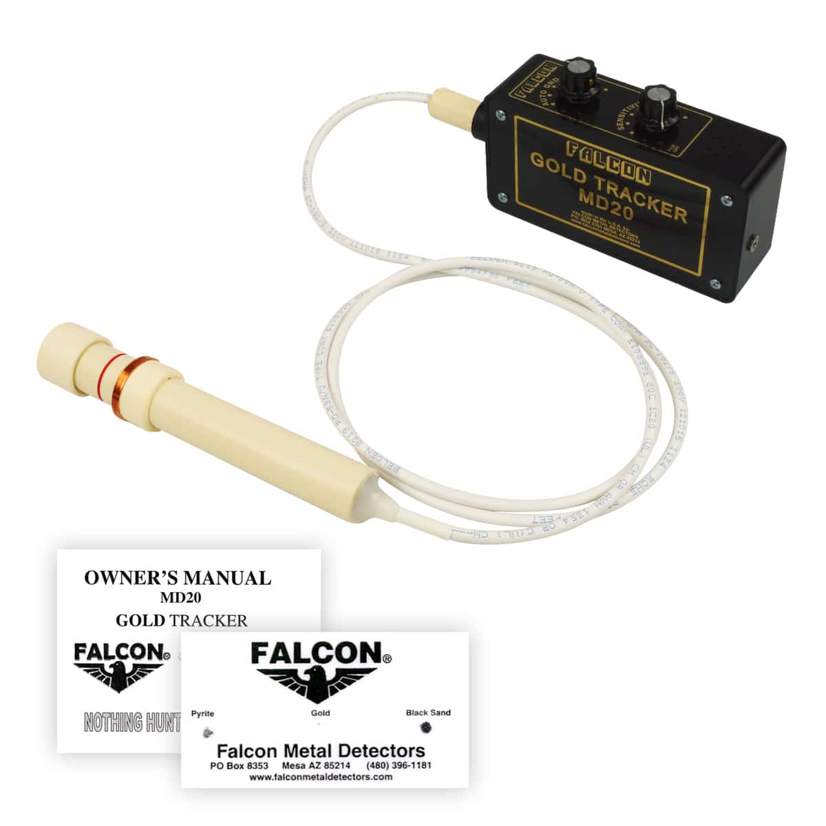 Falcon Gold Tracker MD20 Professional Metal Detector with 300kHz Frequency & 5ft Waterproof Probe - Perfect for Treasure Hunting, Beach Combing, and Outdoor Adventures
