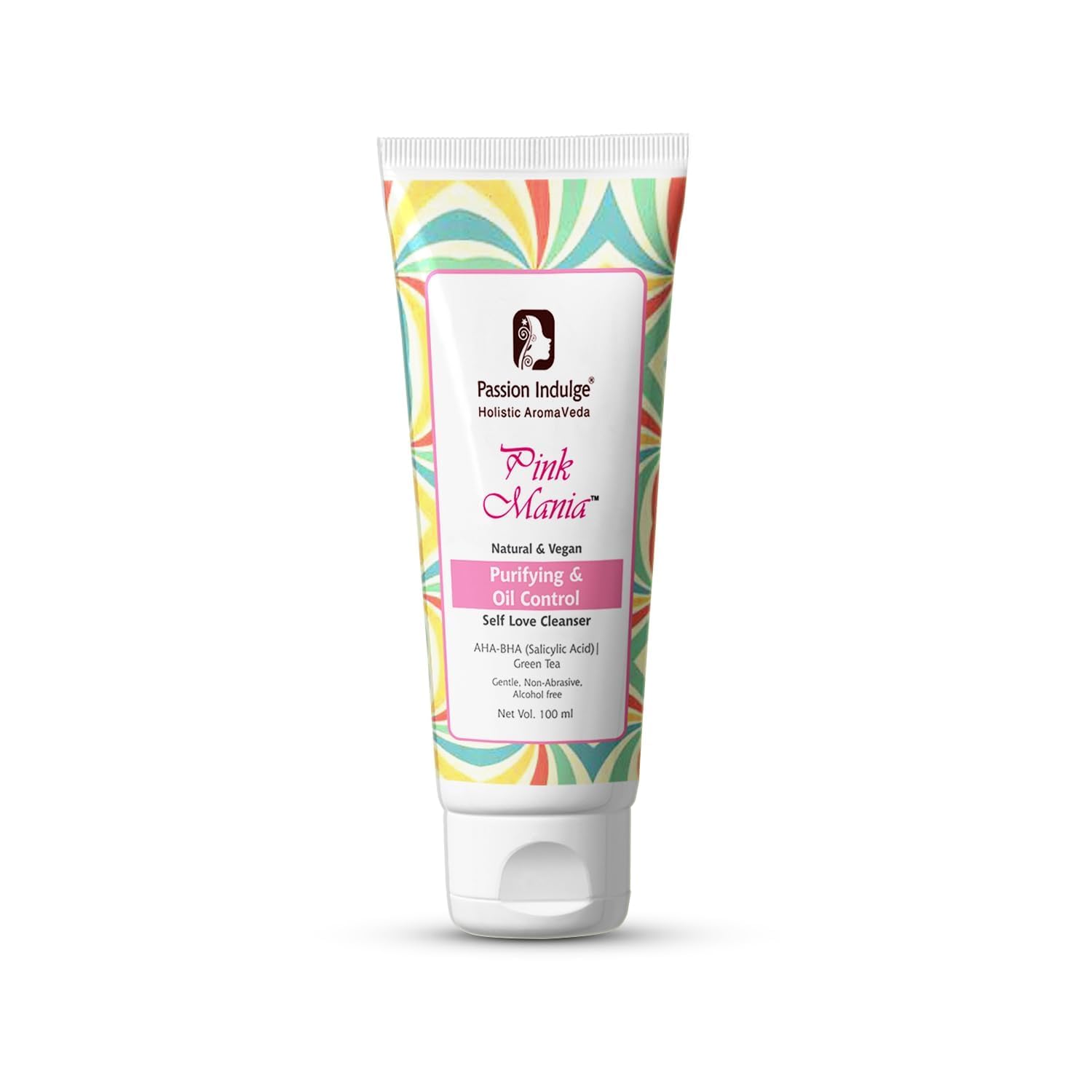 Passion Indulge AHA BHA Face Wash for Acne & Oily Skin - Pinkmania Turmeric & Green Tea Cleanser for Skin Purifying & Oil Control | Acne Treatment & Pore Refining | 100ml | Perfect for Daily Skincare Routine & Breakout Prevention