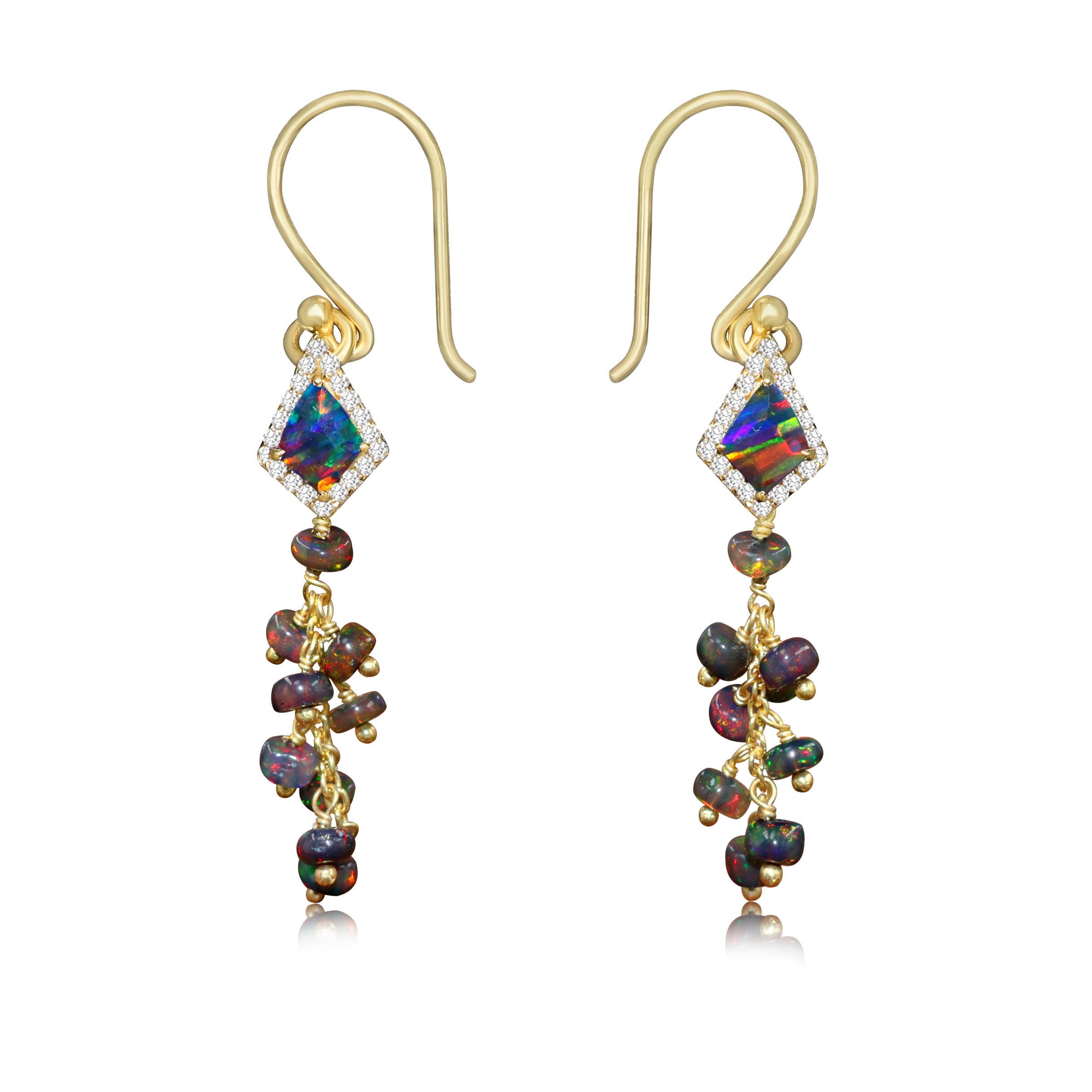 Handmade Wire Wrapped Kite-Shaped Black Opal Earrings for Women | Boho Chic Jewelry Gift | Perfect for Parties, Weddings & Special Occasions