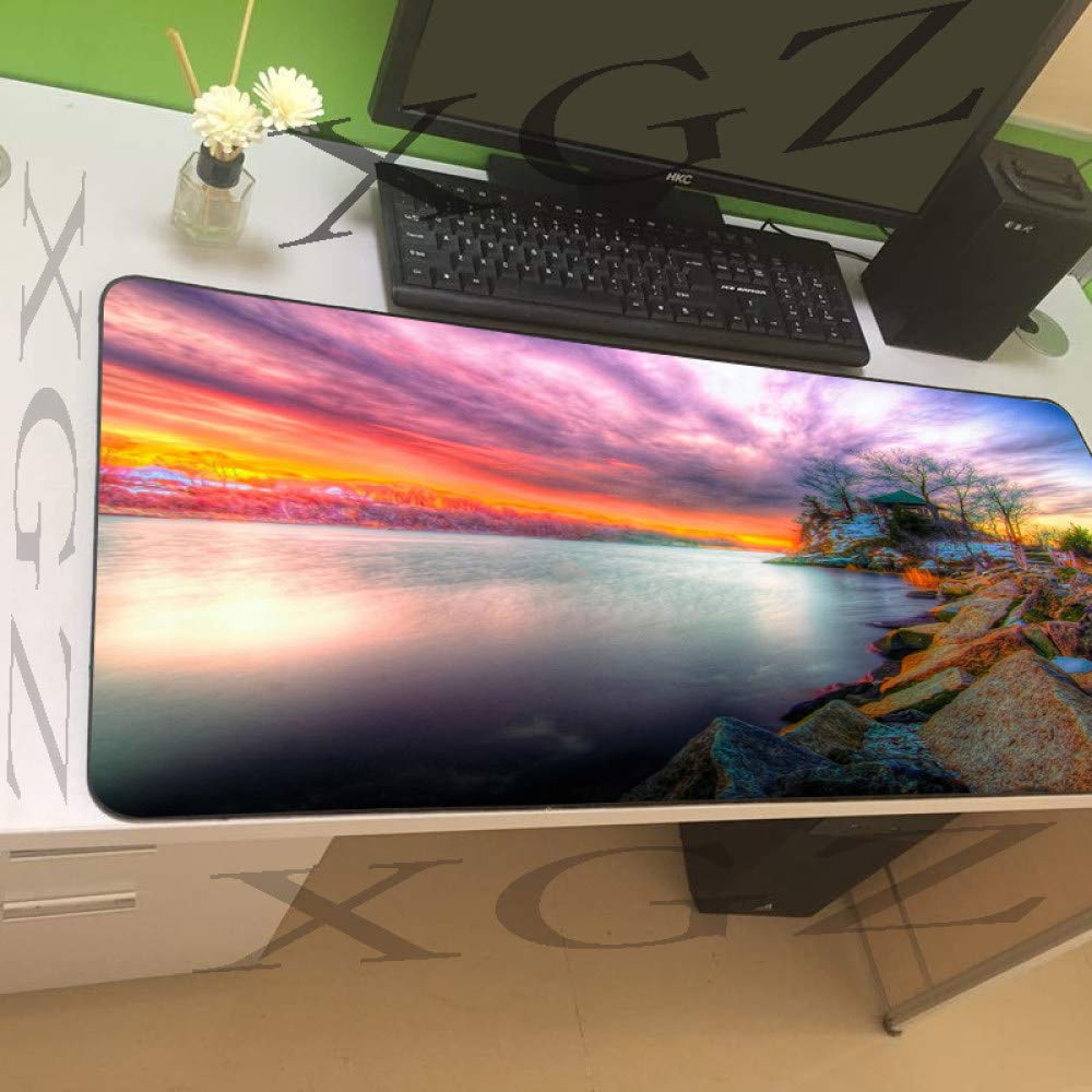 Large Gaming Mouse Pad 300x600mm with Non-Slip Base & Stitched Edges - Sunset Beach Design Computer Desk Mat for PC Gamers & Office Work - Perfect for Esports, Streaming & Home Office Setup