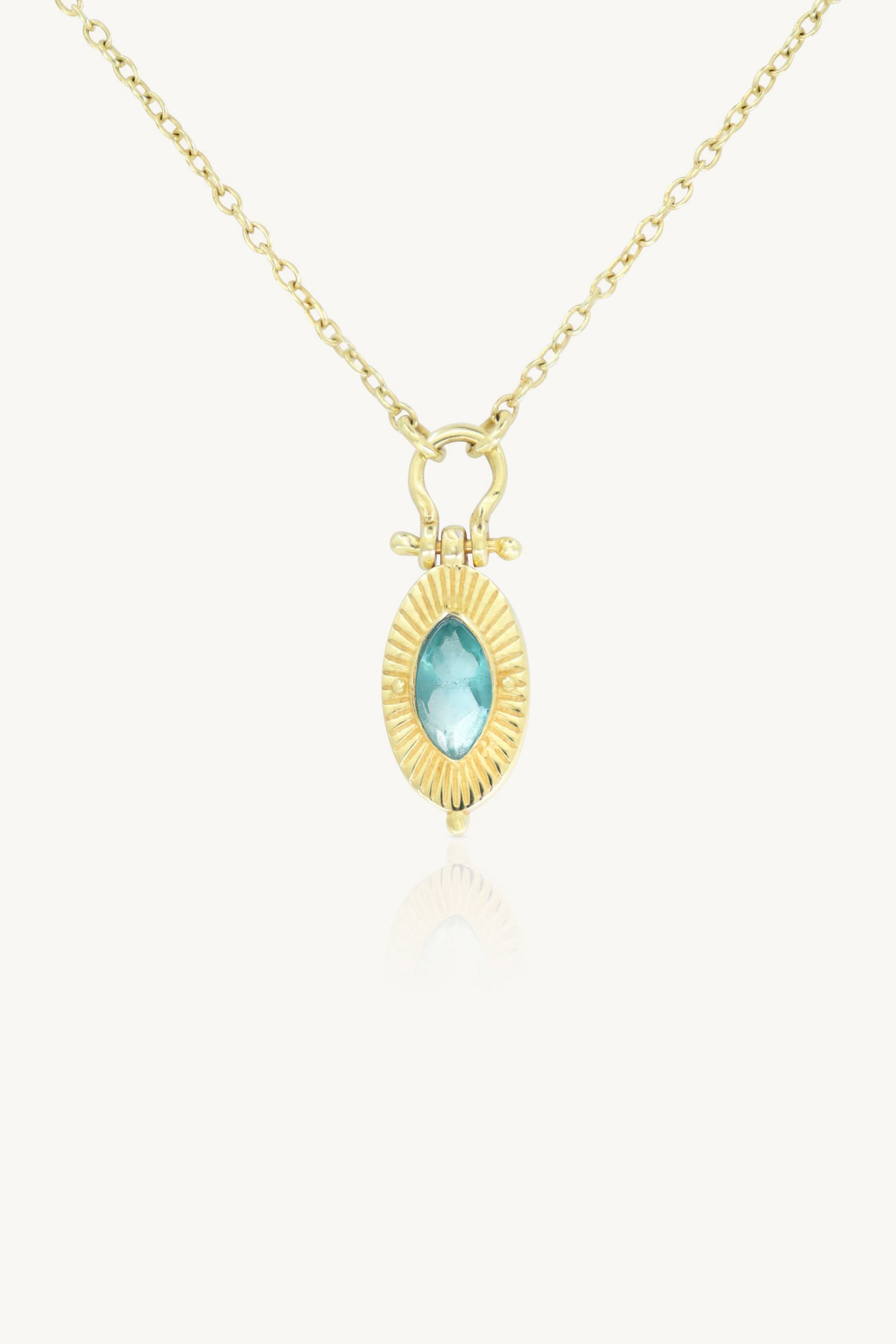 Radiance Apatite Gold Necklace for Women - Elegant Blue Gemstone Jewelry Gift for Birthday, Anniversary & Special Occasions | Perfect for Evening Parties, Date Nights & Formal Events