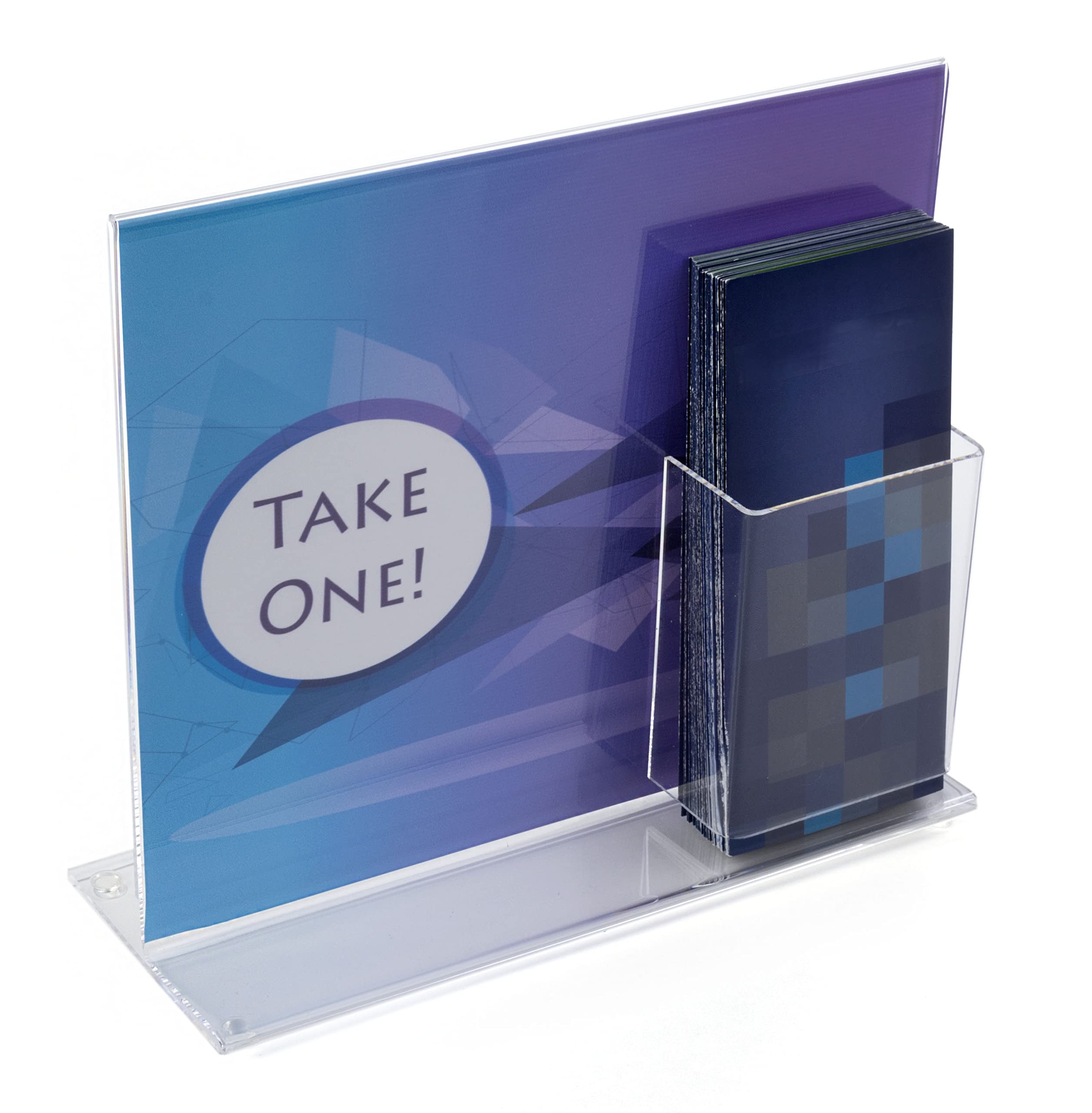 10 Pack Clear Acrylic Countertop Sign Holders for 13x11 Inch Graphics with 4x9 Inch Brochure Pocket - Perfect for Restaurants, Retail Stores & Trade Shows