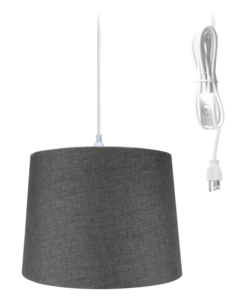 14W Plug-In Pendant Light with Granite Gray Shade & White Cord - Perfect for Kitchen Island, Dining Room, or Bedroom Lighting