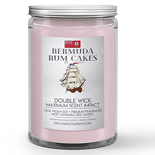 Premium Bermuda Candle (32oz) - Handmade Soy Wax with Rum Cake Fragrance - Long Lasting Aromatherapy for Home, Office & Relaxation