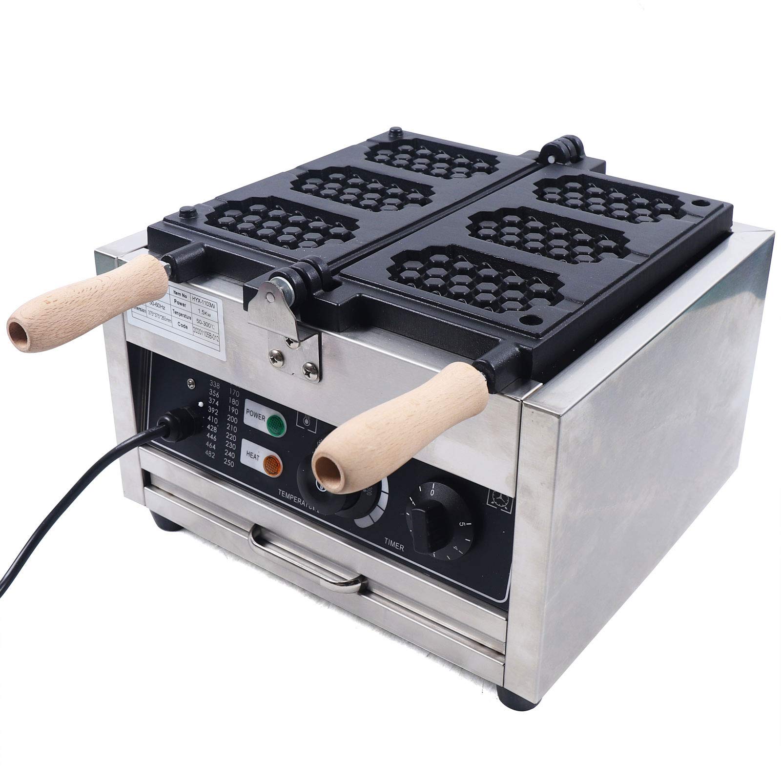 3 Grid Stainless Steel Waffle Maker - 1500W Electric Pancake & Breakfast Baker with 50-300°C Dual Temperature Control | Nonstick Square Waffle Iron for Home, Cafe & Brunch