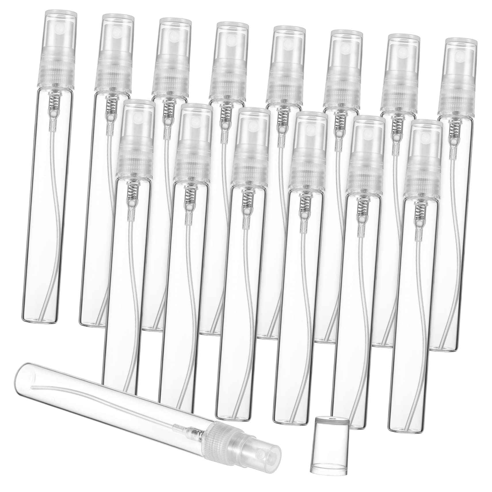Homoyoyo 30 Pcs Clear Glass Spray Bottles with Lids - Travel Perfume & Makeup Dispenser, Terrarium Containers | Perfect for DIY Beauty, Home Organization & Travel Essentials