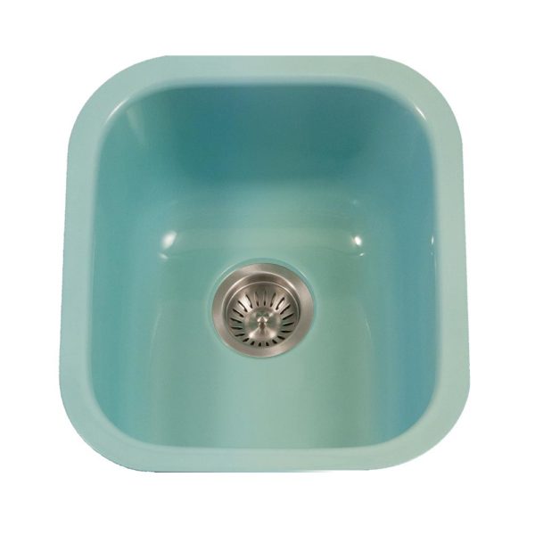Hamat CER 1618B MT Enamel Steel Undermount Bar/Prep Sink in Mint Green - Perfect for Kitchen Islands, Wet Bars & Commercial Prep Stations
