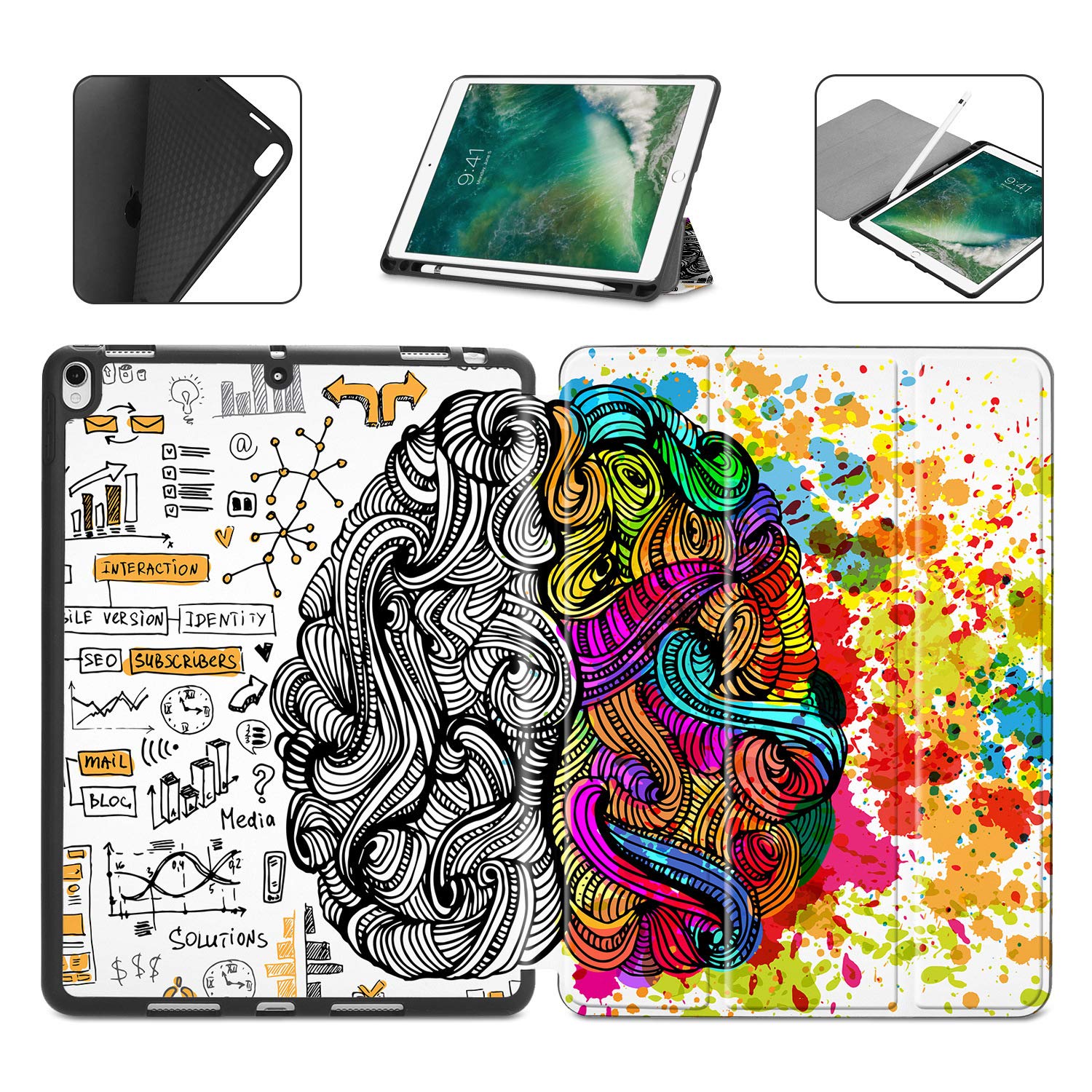 Premium Leather iPad Case with Pencil Holder for iPad Air 3 (2019) & iPad Pro 10.5