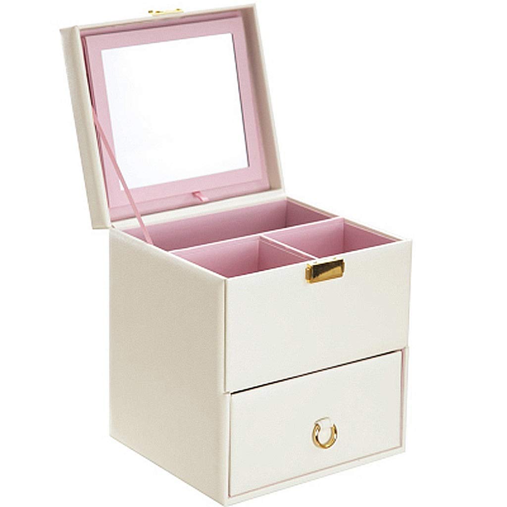 Portable Wooden Jewelry Box with Mirror - Multi-Layer Drawer Cosmetic Storage Case for Women, Large Capacity Travel Organizer - Perfect for Home Vanity, Travel Toiletry Bag & Gift Giving