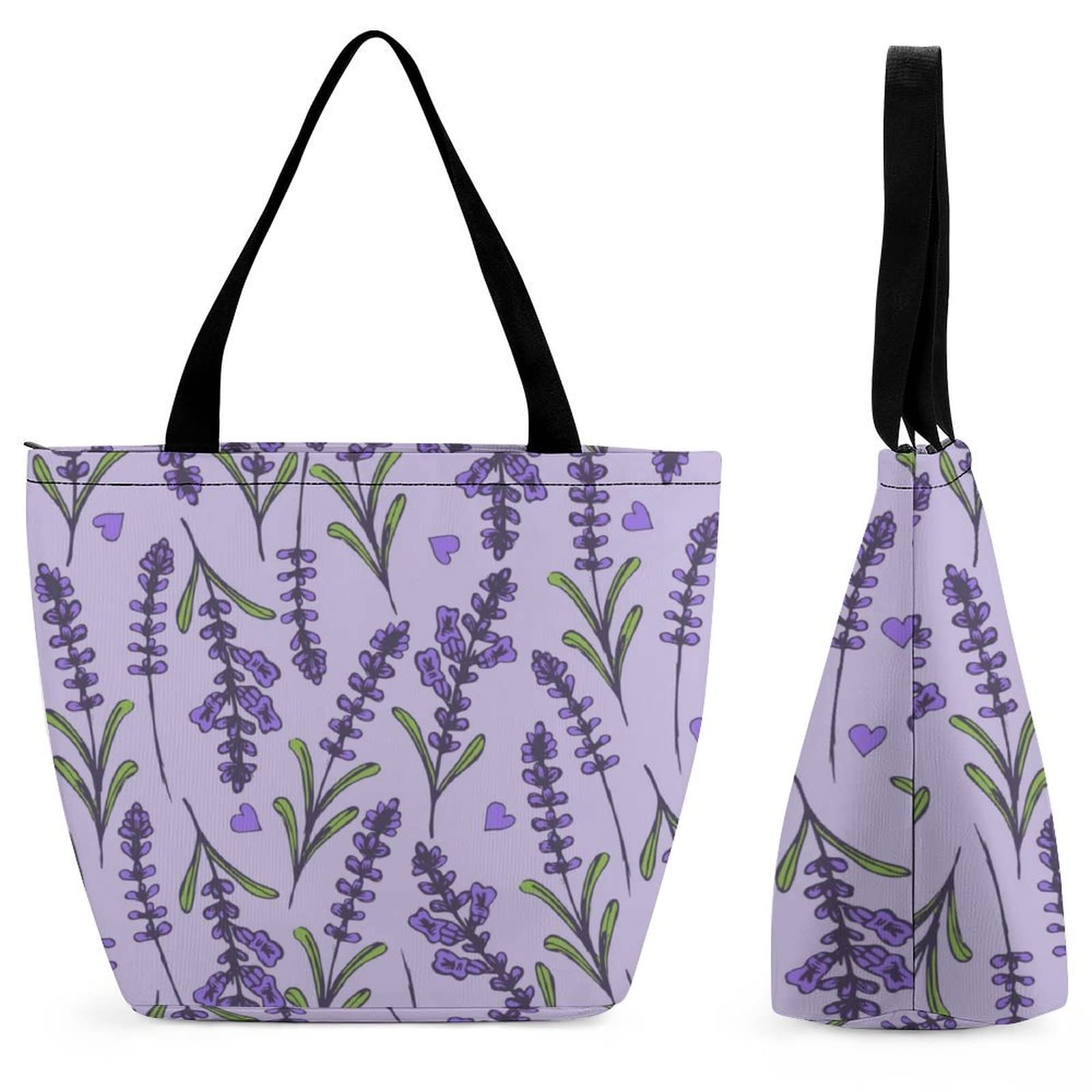 Stylish Large Lavender Tote Bag for Women - Zippered Shoulder Handbag Perfect for Beach, Shopping, Groceries, Travel & Gym | Durable Reusable Bag for Work, Yoga & Daily Use